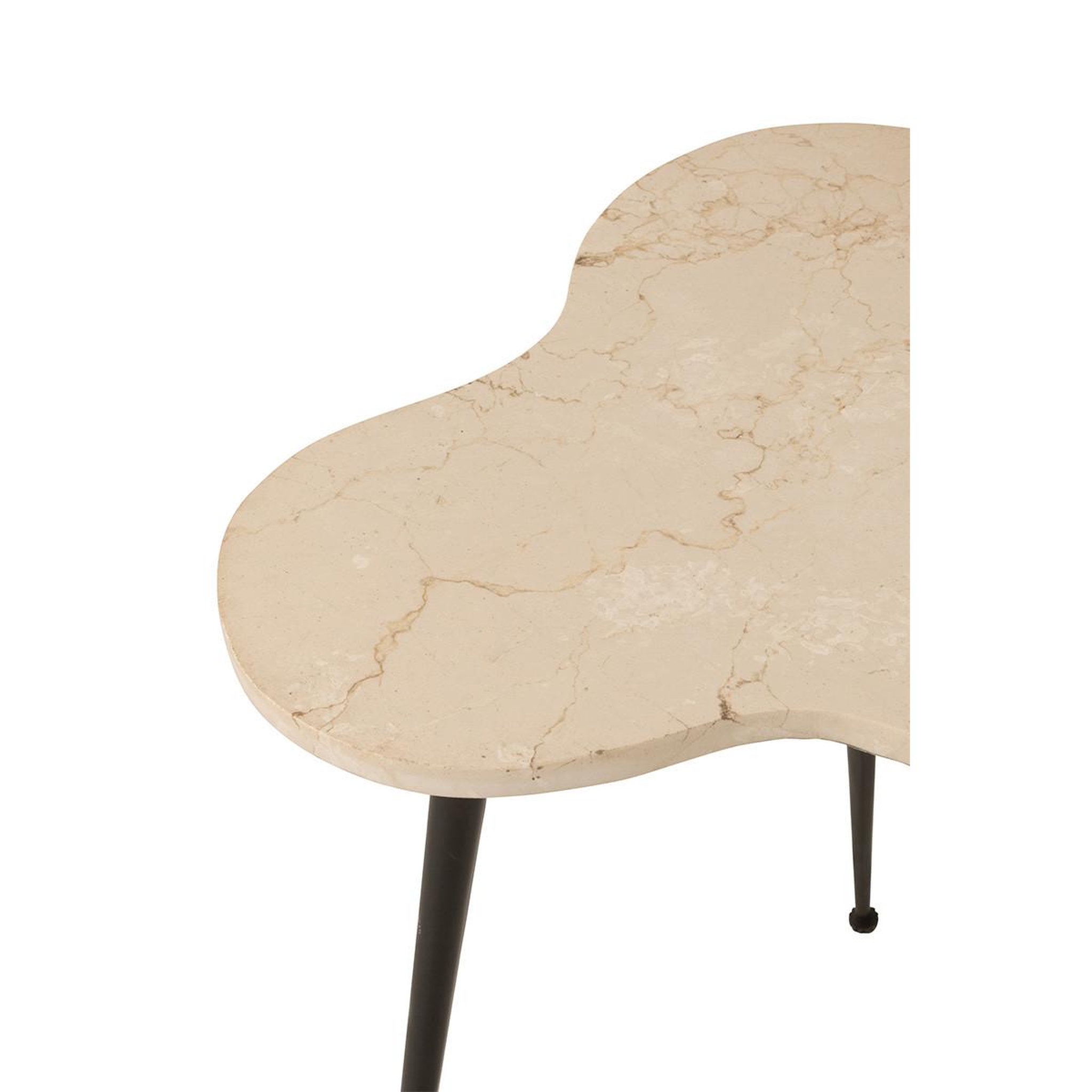 Voir la diapositive 3 : J-LINE Lot de 3 tables d'appoint gigogne  abeille  61cm blanc beige