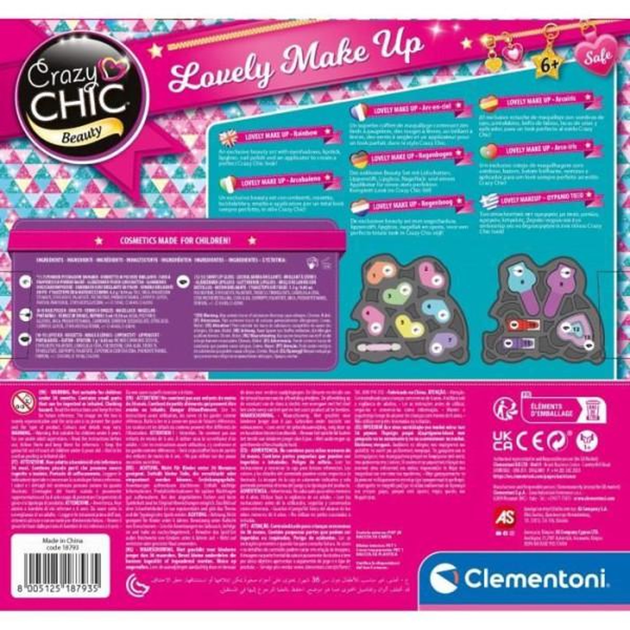 Voir la diapositive 5 : CLEMENTONI Clementoni - Coffret Maquillage Arc-en-ciel - 2 palettes fards a paupieres, rouge a levres et vernis a ongles - Dés 6 ans