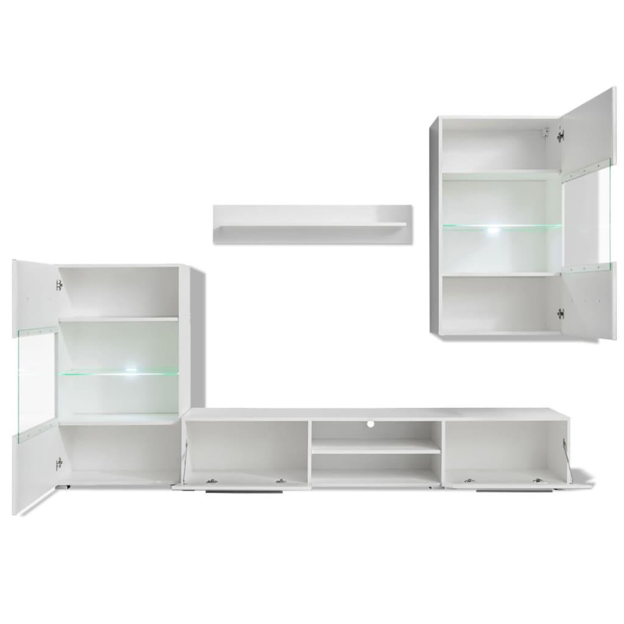 Voir la diapositive 3 : VIDAXL Meuble TV mural avec eclairage LED 5 pieces Blanc