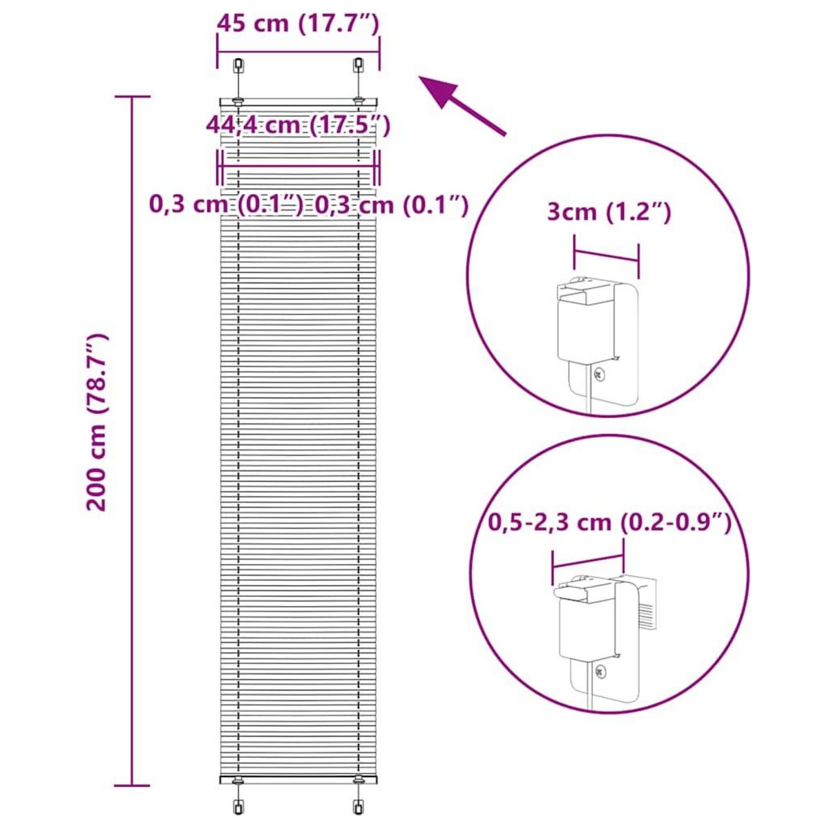 VIDAXL Store plisse vert petrole 45x200 cm largeur du tissu 44,4 cm