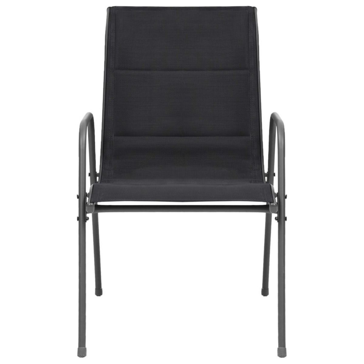VIDAXL Chaises empilables de jardin lot de 2 Acier et textilene Noir