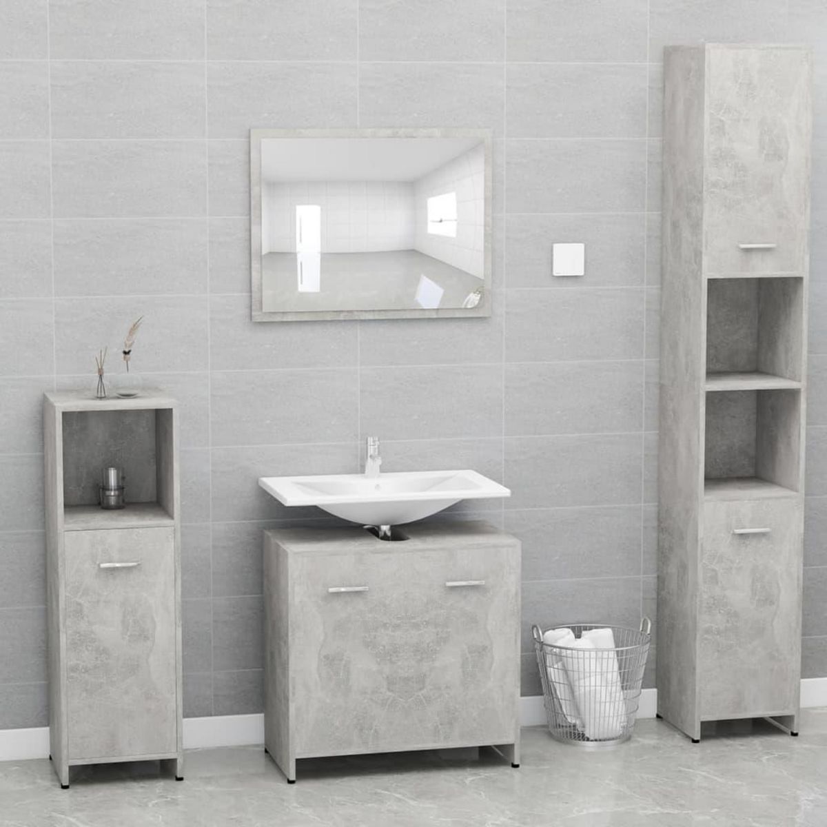 VIDAXL Meubles de salle de bain Gris beton Bois d'ingenierie