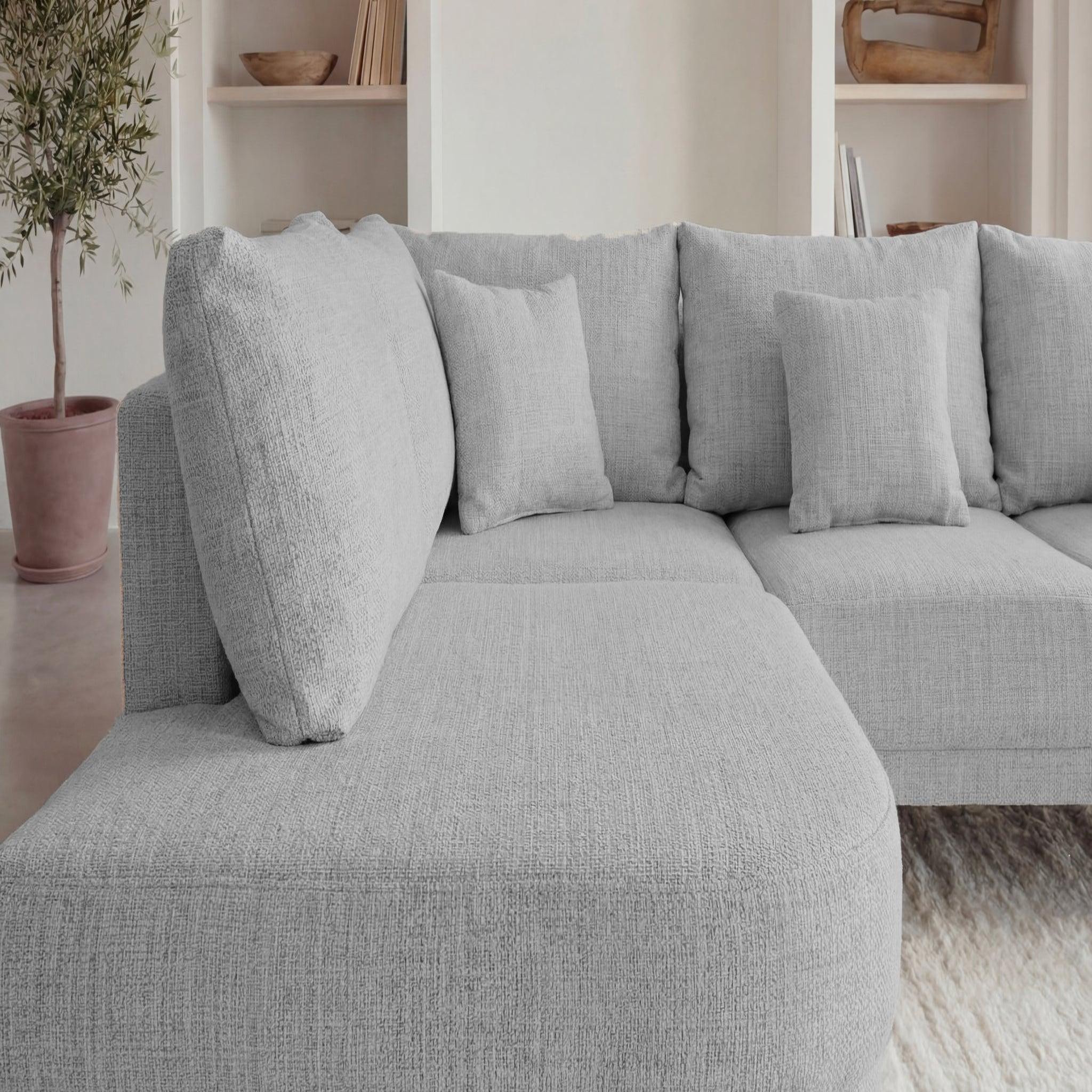 Voir la diapositive 3 : CASANOVA PARIS Bianca - canapé d'angle tissu chenille 4 places