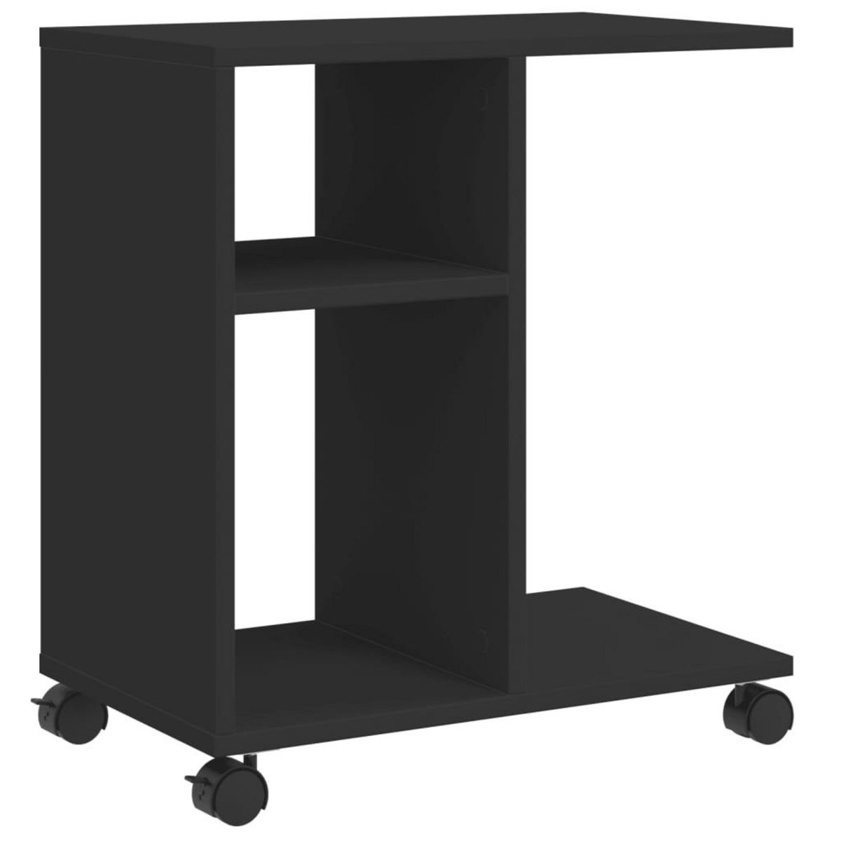 VIDAXL Table d'appoint avec roues noir 50x30x55 cm bois d'ingenierie
