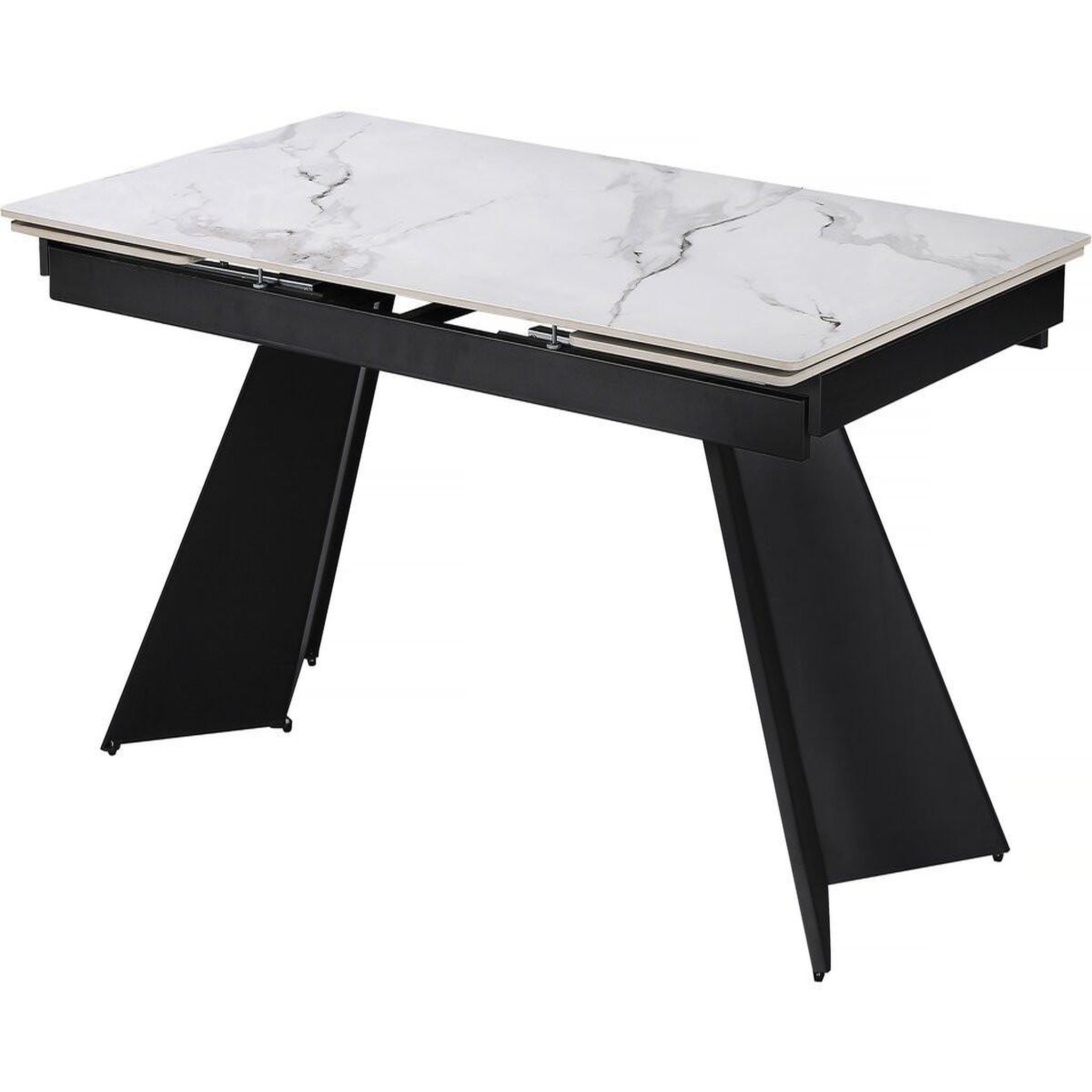 Habitat et Jardin Table de repas extensible en céramique 6 à 10 personnes   equinoxe  - blanc marbré gris