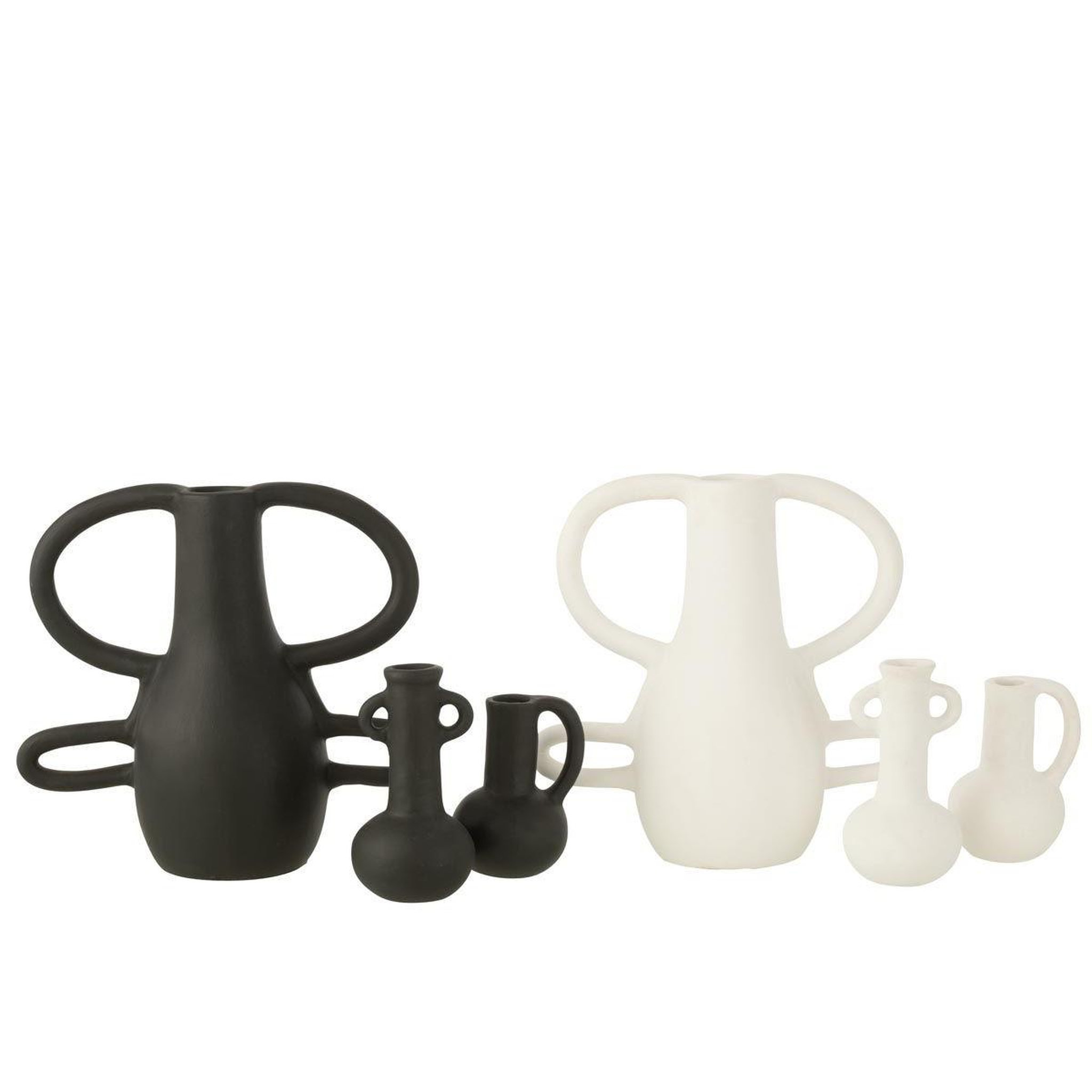 Voir la diapositive 3 : J-LINE Vase design 4 poignées  bali  36cm blanc