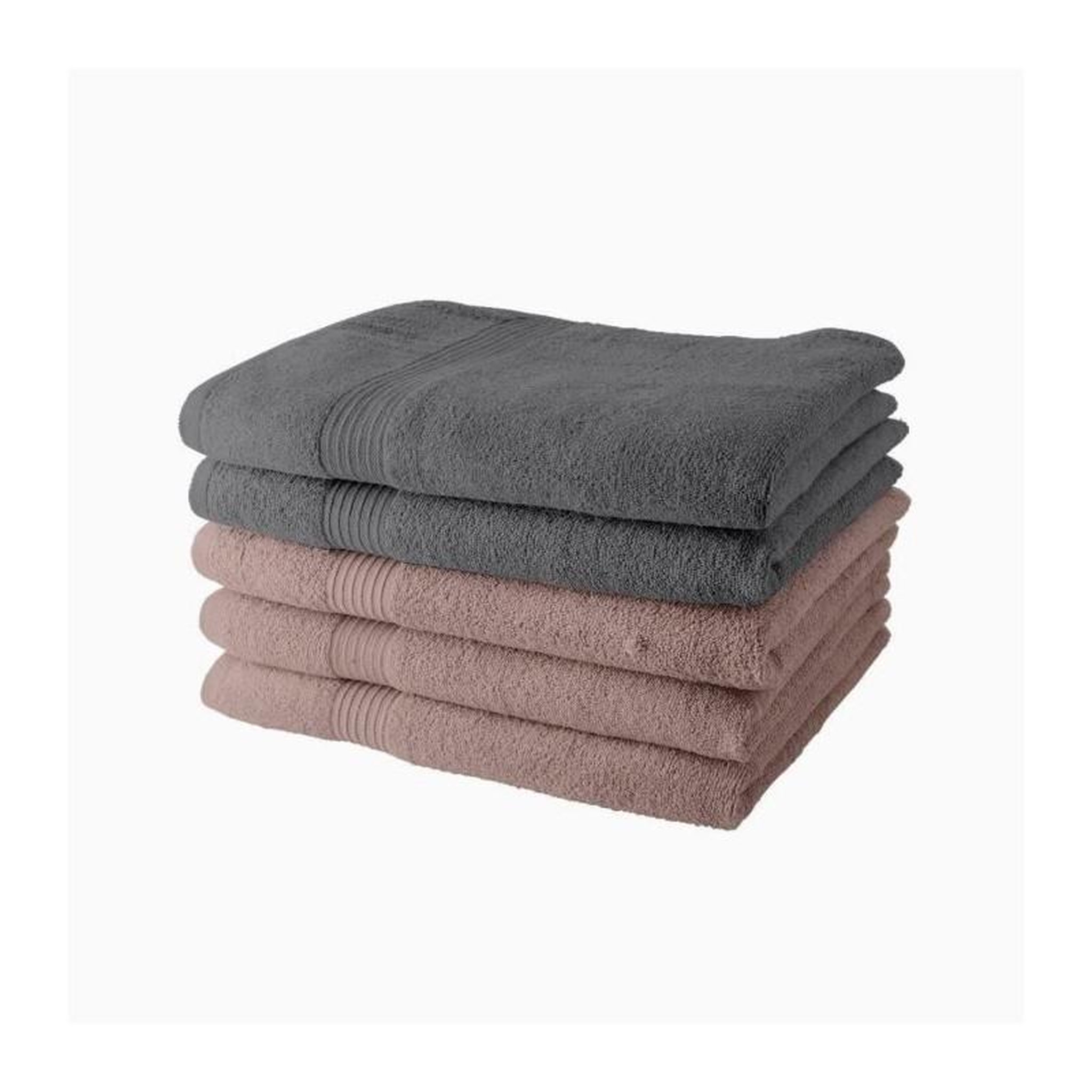 Today Lot de 5 Draps de Bain TODAY 70x130 cm 100% Coton - 3 roses des sables + 2 acier