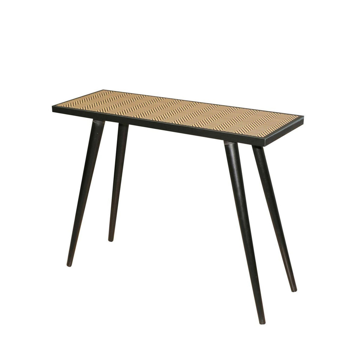 TOILINUX Console Chealsea en bois à motif chevron - Marron et noir