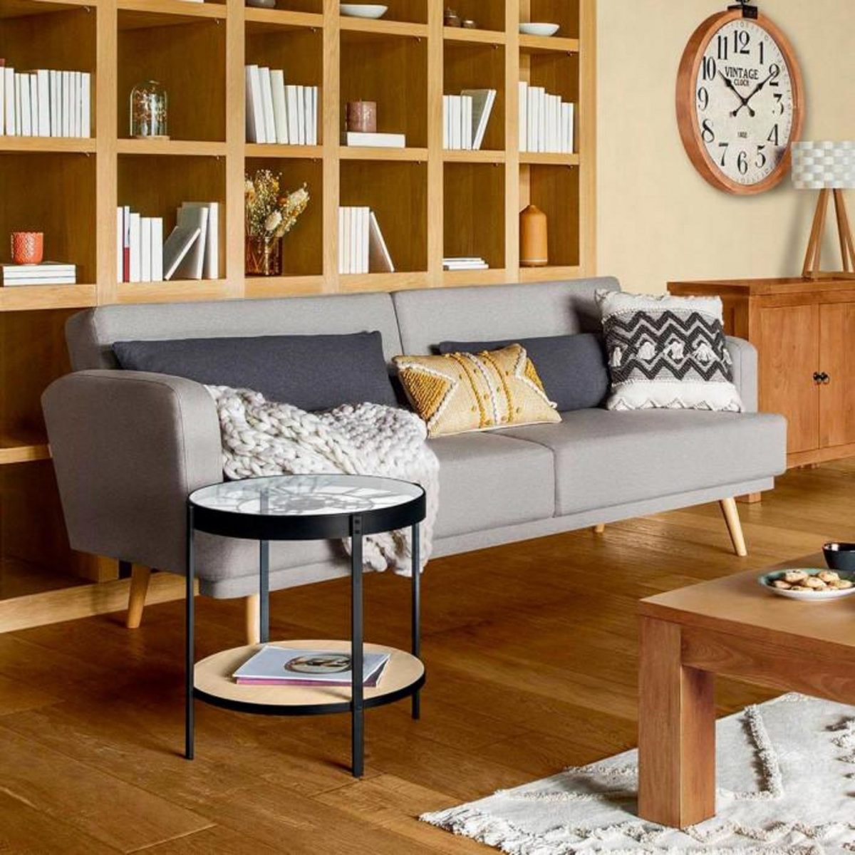 ATMOSPHERA Canapé Convertible 3 Places  Jack  214cm Gris Clair