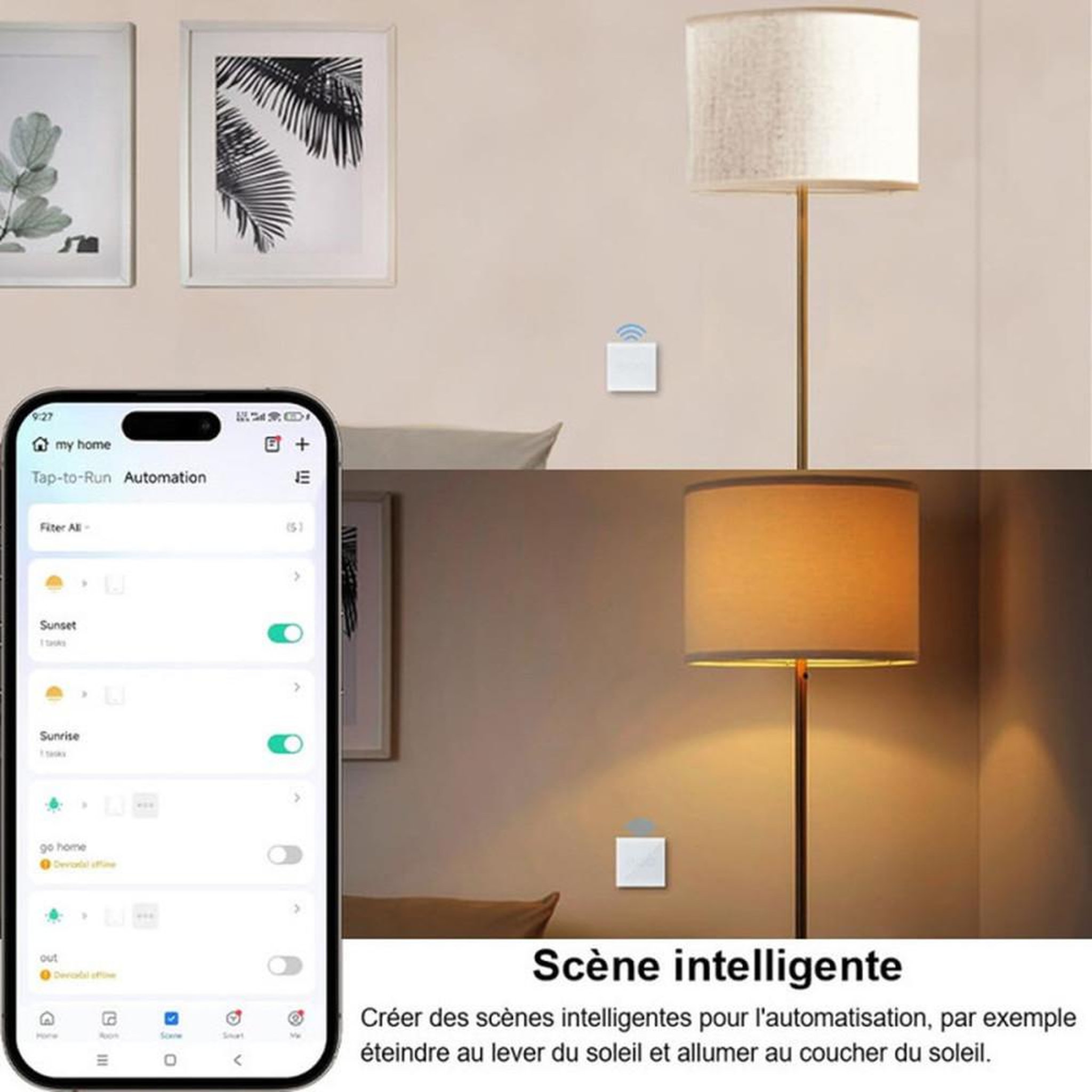 Voir la diapositive 4 : Interrupteur Wi‑Fi intelligent 3 voies tactile capacitif encastrable, commande via Tuya, Alexa et Google Assistant, blanc, 300 W par voie (2,4 GHz)