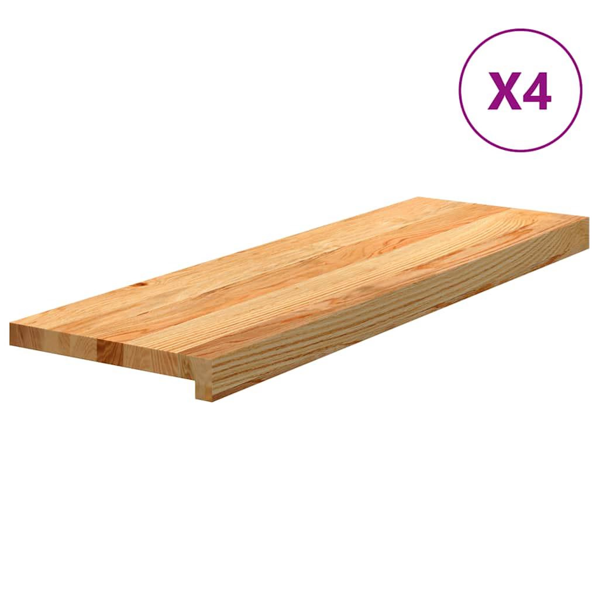 Voir la diapositive 2 : VIDAXL Marches d'escalier 4 pcs marron clair 80x25x2 cm chene massif