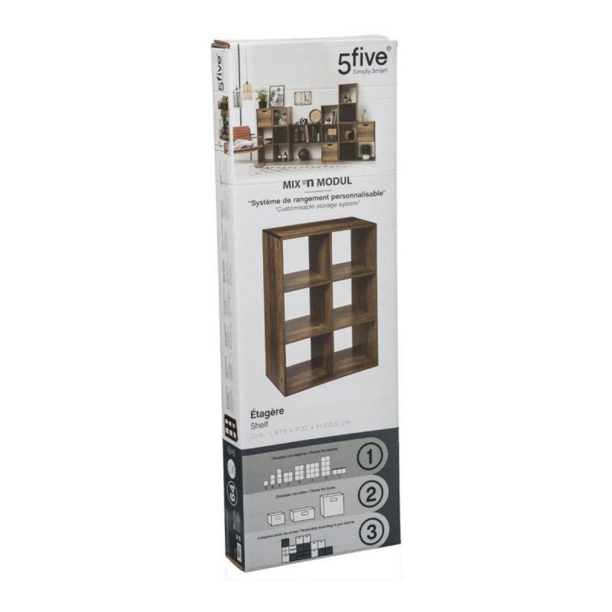  Étagère 6 Cases  Mix N Modul  67cm Marron