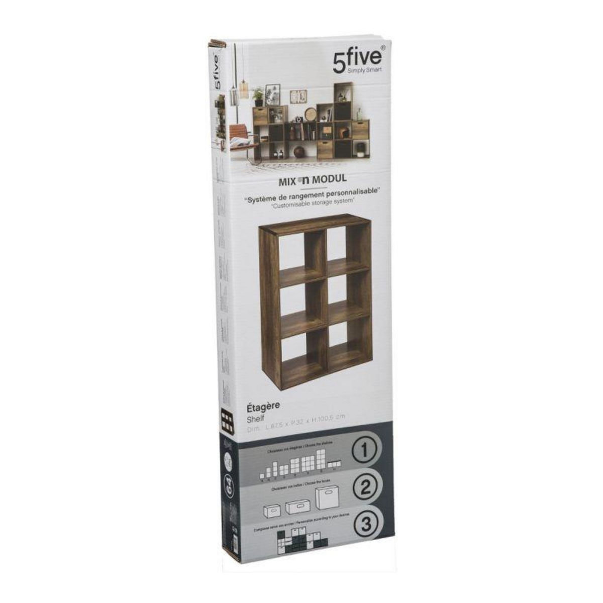  Étagère 6 Cases  Mix N Modul  67cm Marron