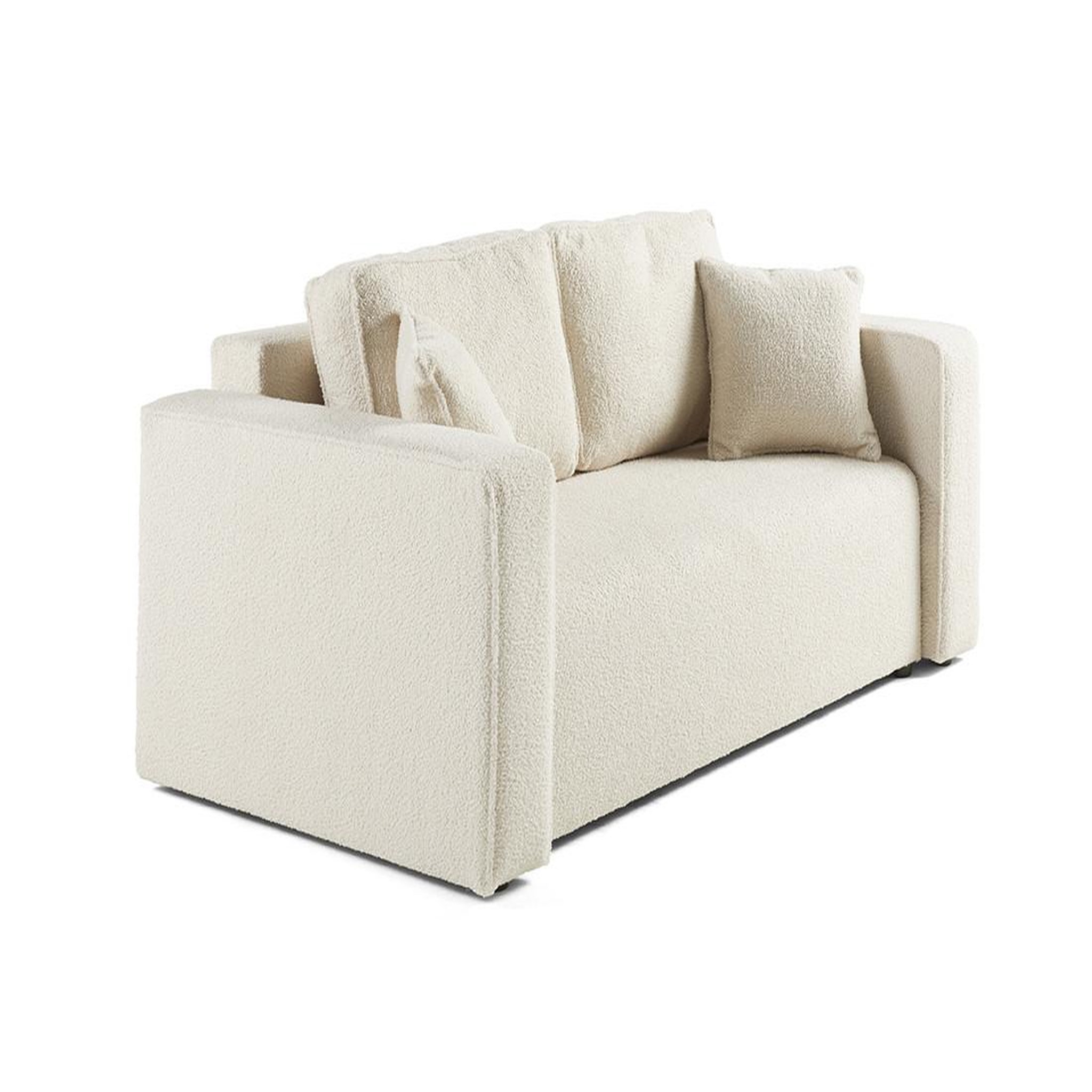 Voir la diapositive 3 : BEST MOBILIER Topaze - canapé droit 2 places - en tissu bouclette