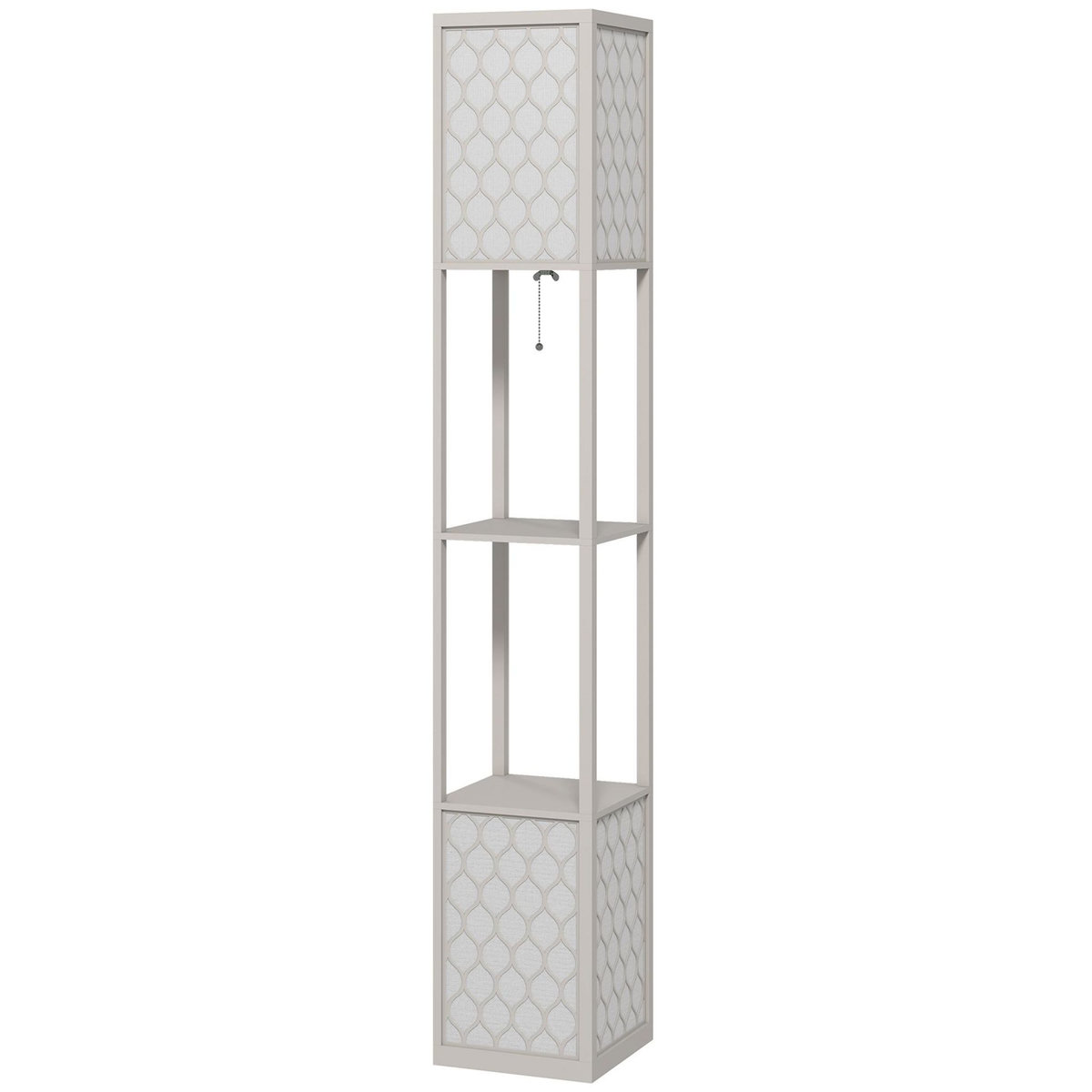 HOMCOM Lampadaire étagère lampe étagère dim. 26L x 26l x 156H cm 2 étagères MDF motif nid d'abeille gris clair