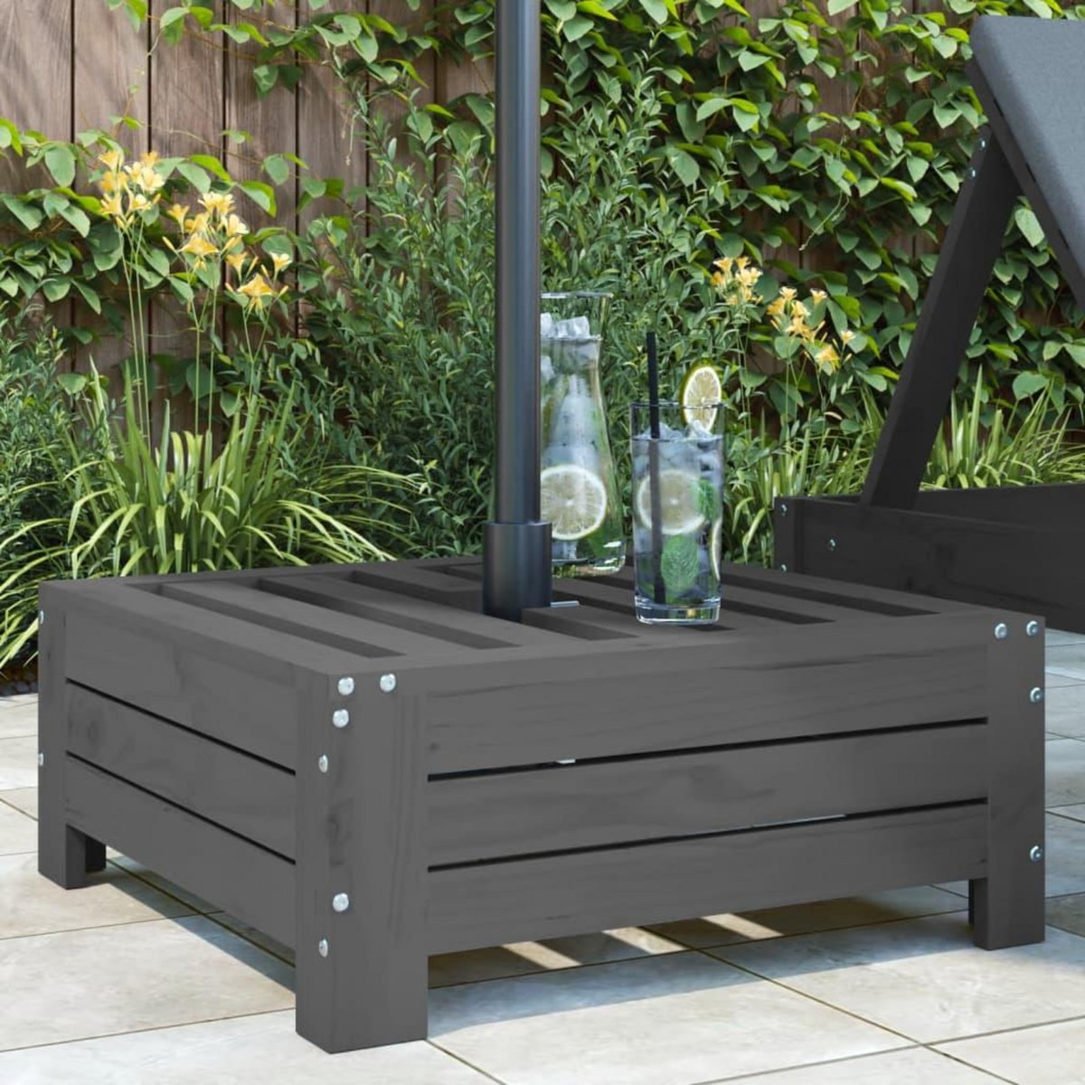 VIDAXL Couvercle de base de parasol gris bois massif de pin