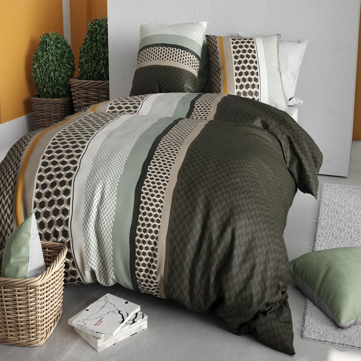 ATELIER DU COTON Parure housse de couette imprimée 100% coton 57fils URBANIK