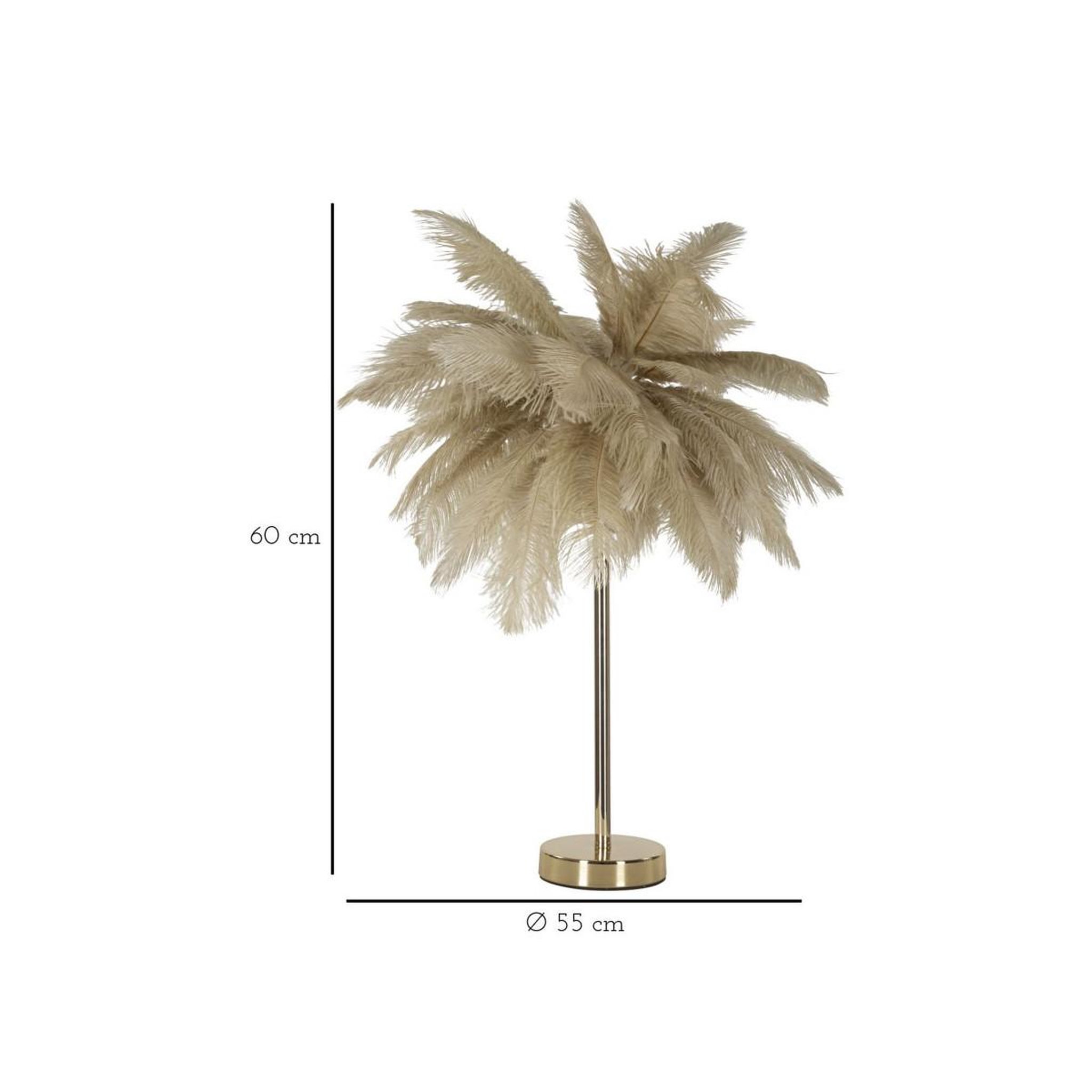 Voir la diapositive 6 : Paris Prix Lampe à poser imitation plume  palm  60cm or & camel