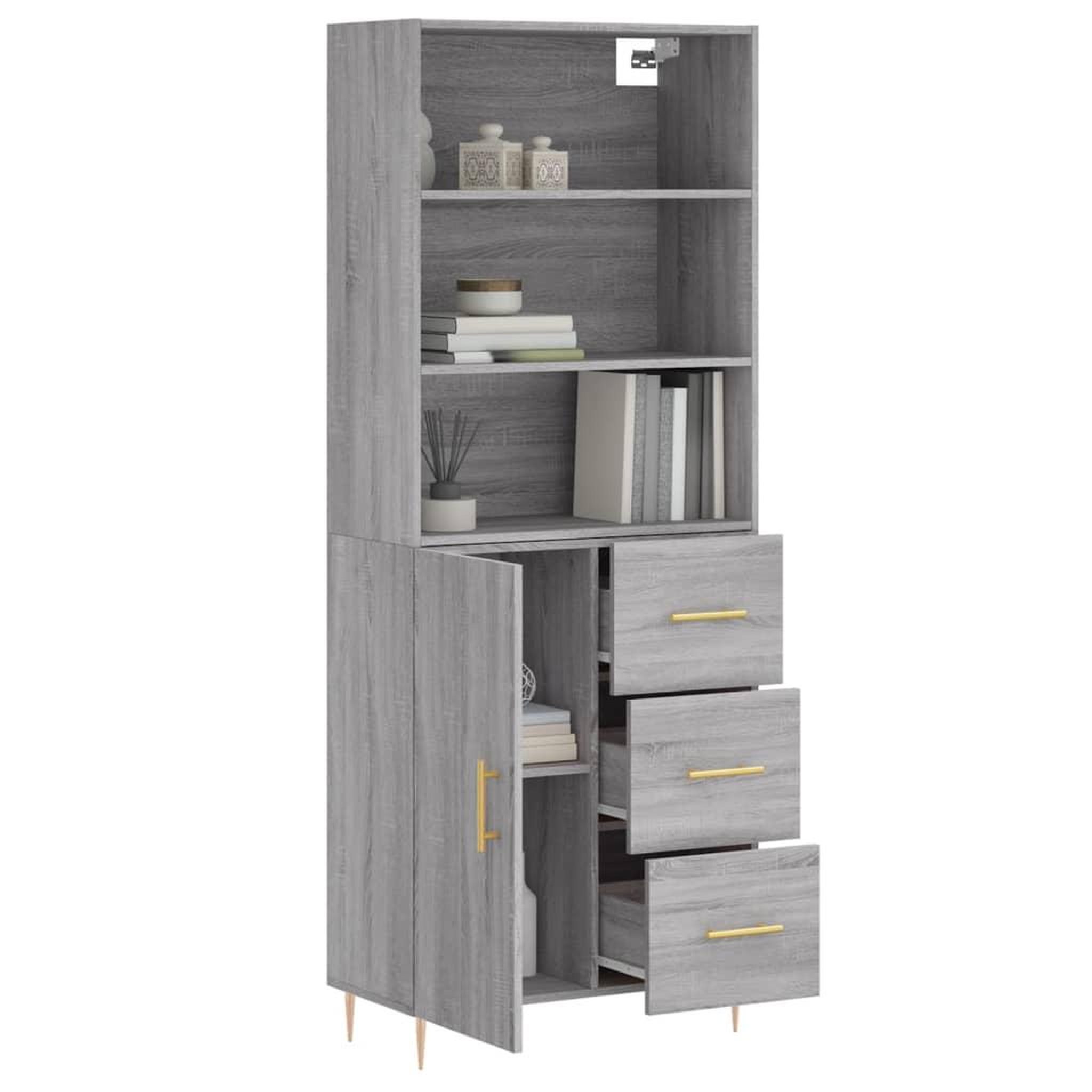 Voir la diapositive 3 : VIDAXL Buffet haut Sonoma gris 69,5x34x180 cm Bois d'ingenierie