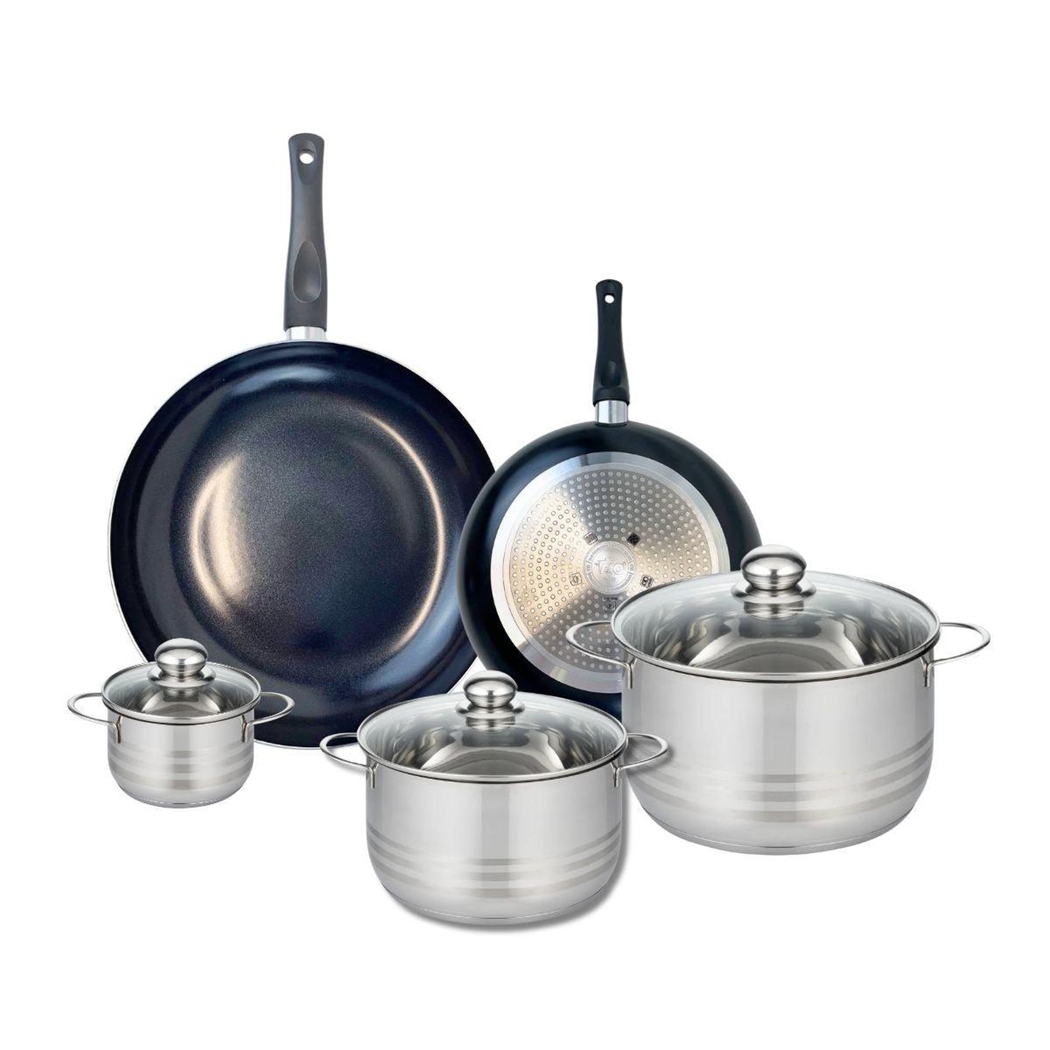ELO Ensemble de 2 poêles de cuisson 24 et 32 cm et 3 faitouts 12, 20 et 24 cm elo prima brillant
