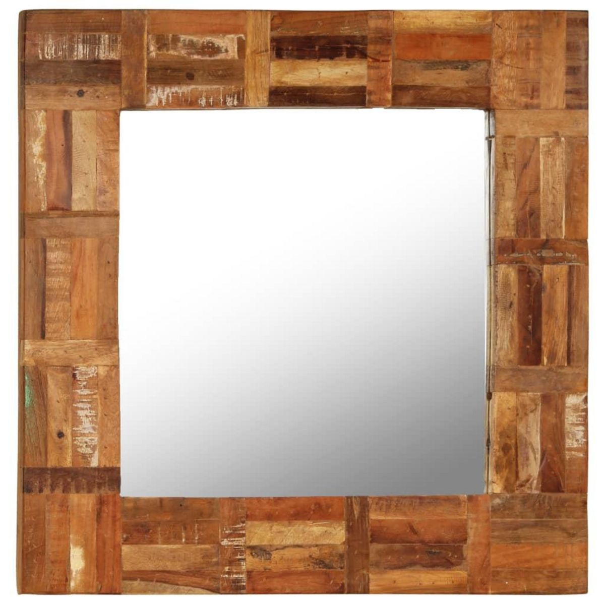 VIDAXL Miroir mural Bois de recuperation massif 60 x 60 cm