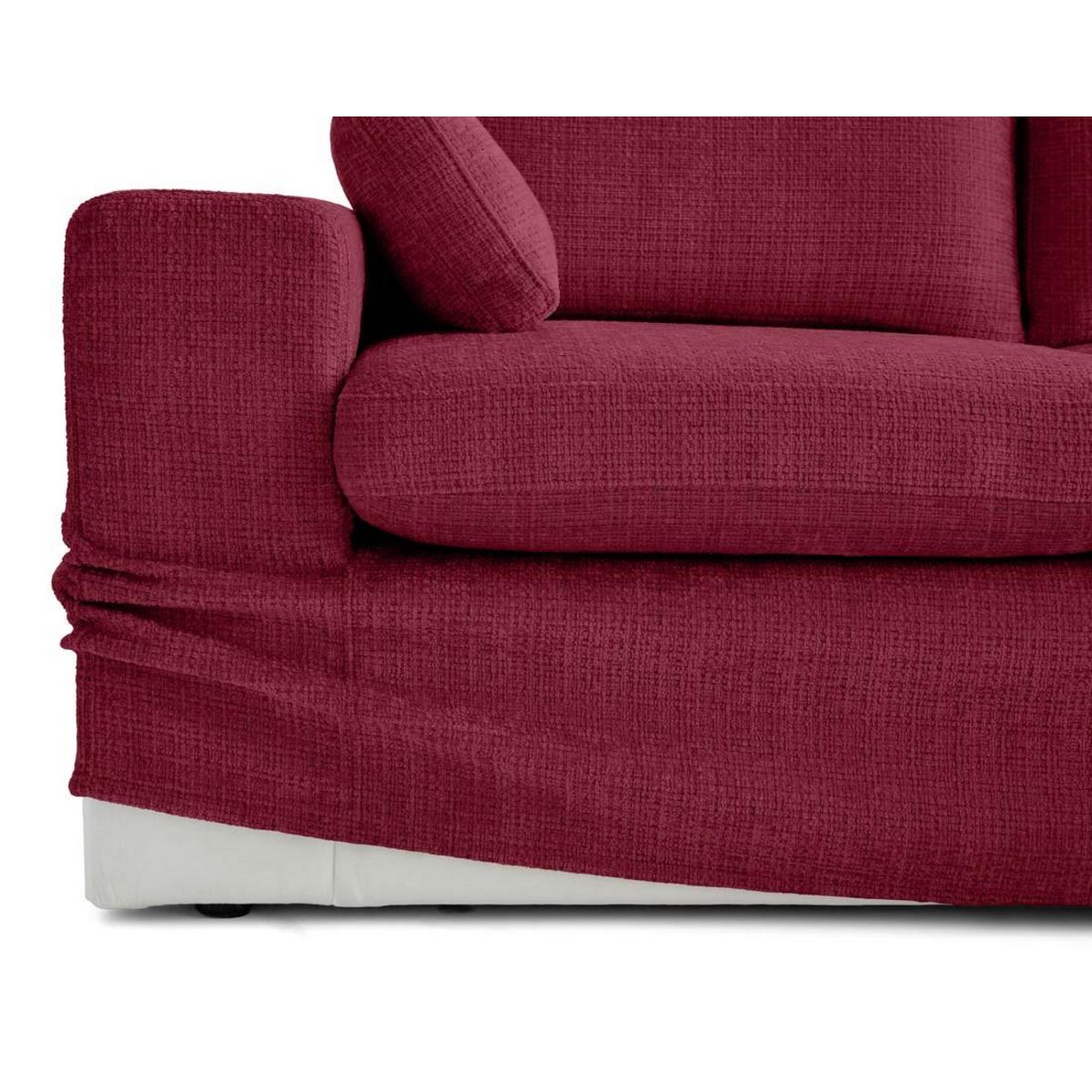 LISA DESIGN Calgary - canapé d'angle déhoussable et modulable 3 places + 1 pouf en velours texturé
