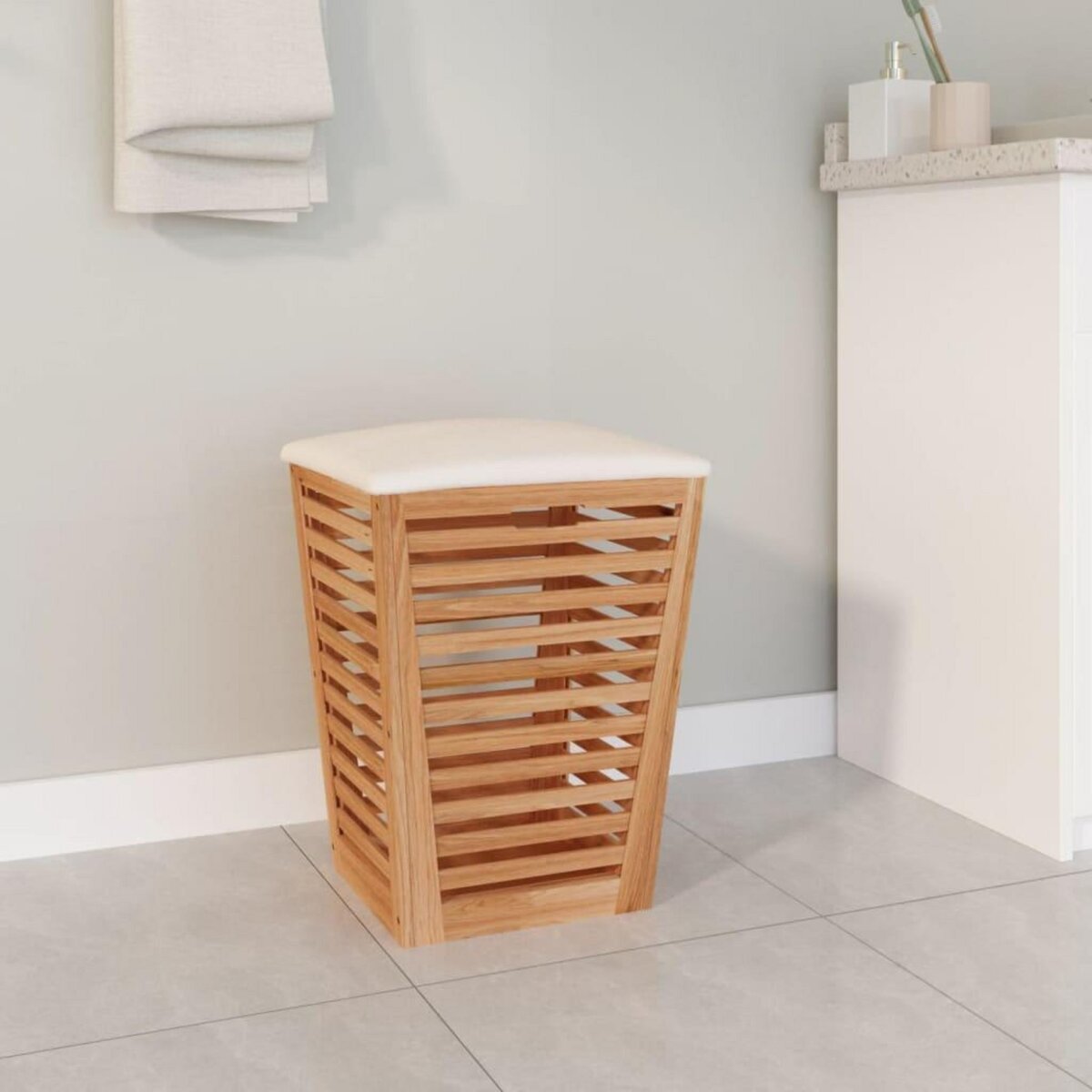 VIDAXL Tabouret de salle de bain 40,5x40,5x56 cm Bois massif de noyer