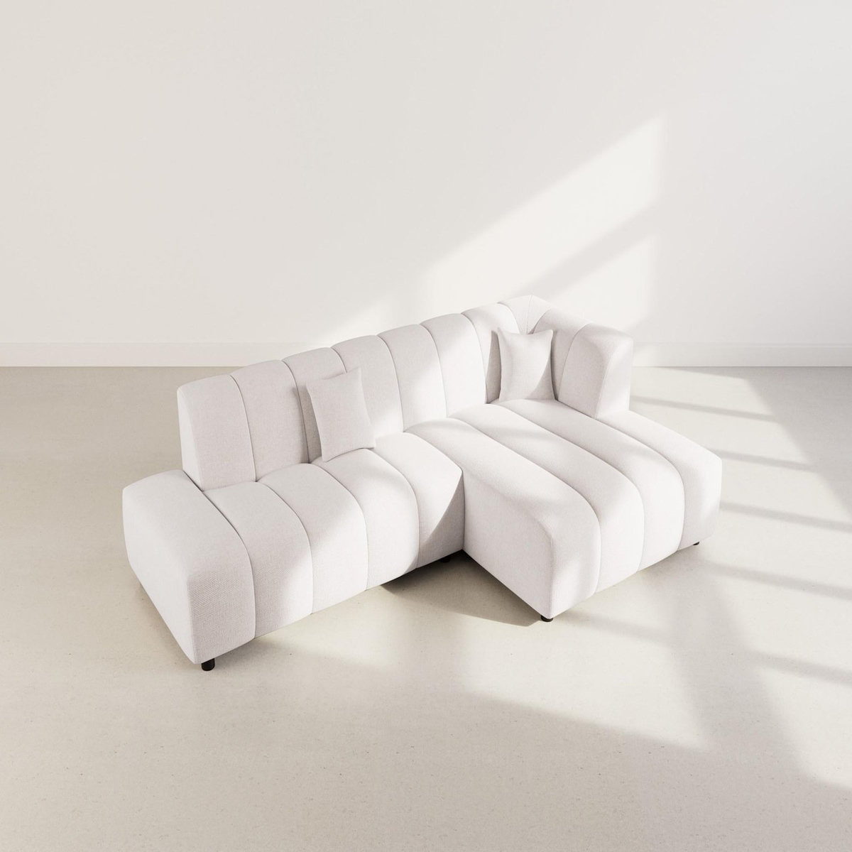 LISA DESIGN Curtis - canapé d'angle droit 4 places sans accoudoir en tissu texturé