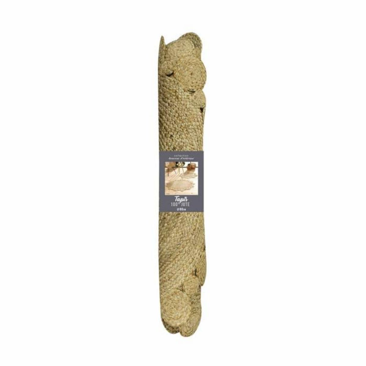Paris Prix Tapis Déco Rond en Jute  Cordou  90cm Naturel