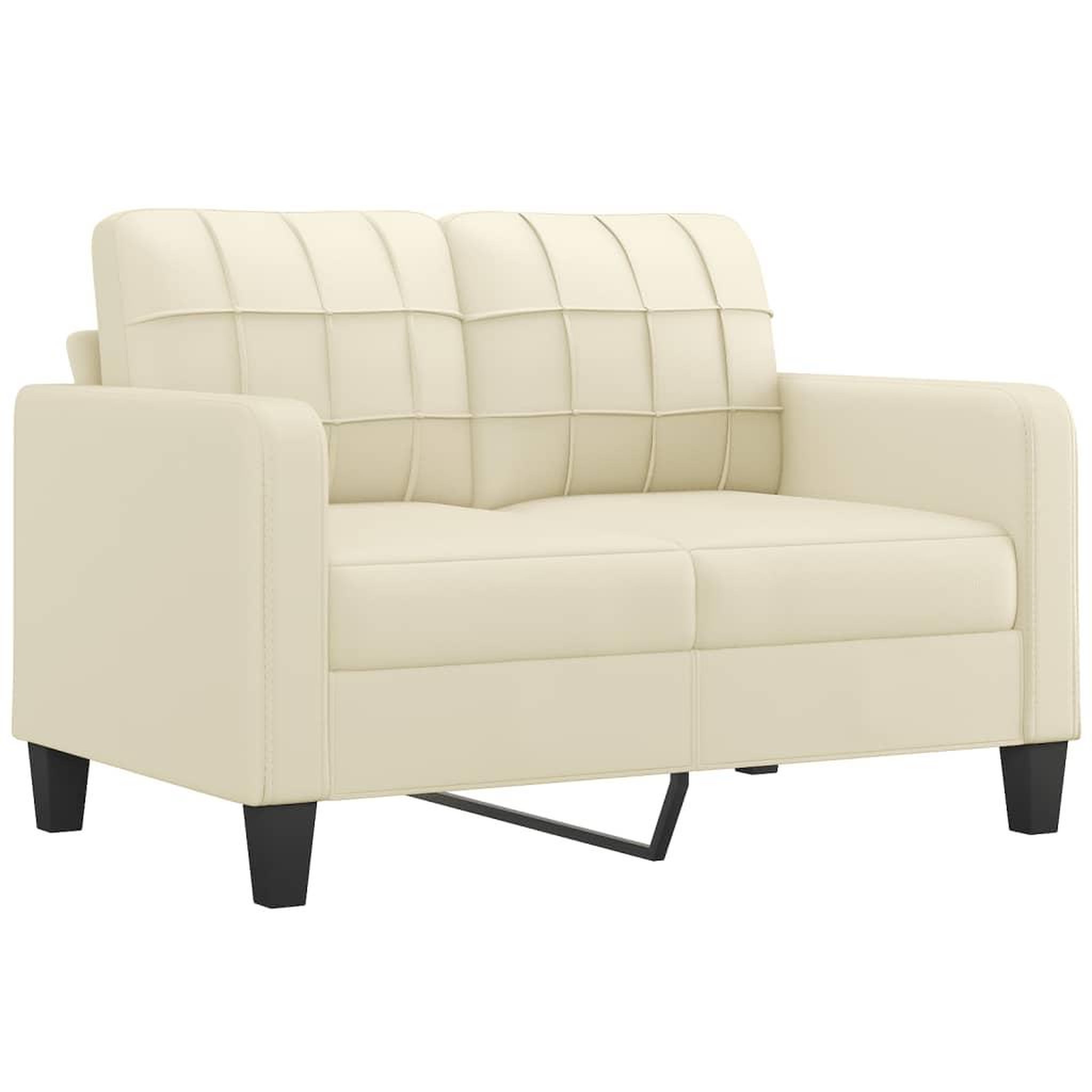Voir la diapositive 2 : VIDAXL Canape a 2 places Creme 120 cm Similicuir