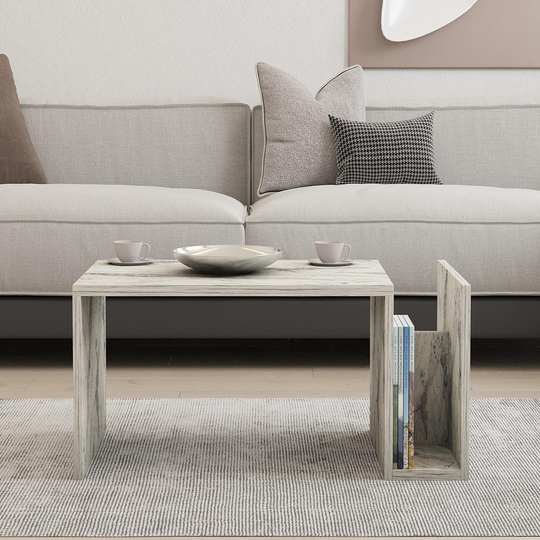 Voir la diapositive 3 : Habitat et Jardin Table basse en bois  memo  - 86 x 50 x 32 cm - marbre freesia