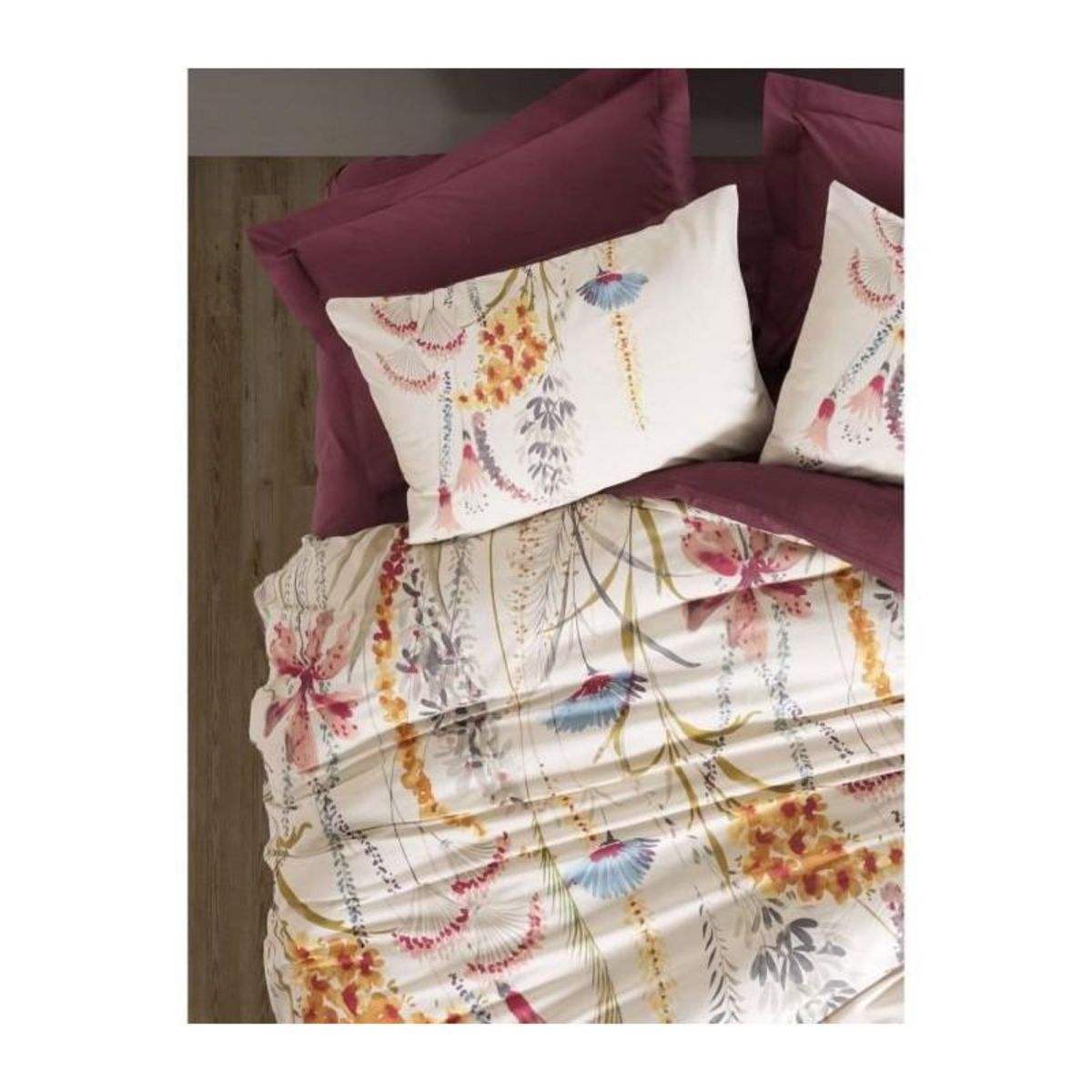 GENERIQUE Parure de lit - 129CTN64843 - 1 housse de couette 220 x 240 cm + 2 taies d'oreiller 60 x 60 cm - 100% coton ranforcé - Rouge