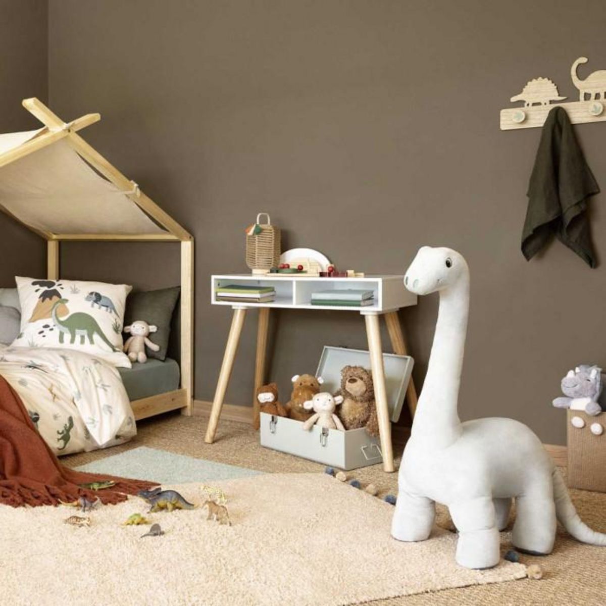 Atmosphera Kids Peluche Enfant XL  Dinosaure  90cm Bleu Clair