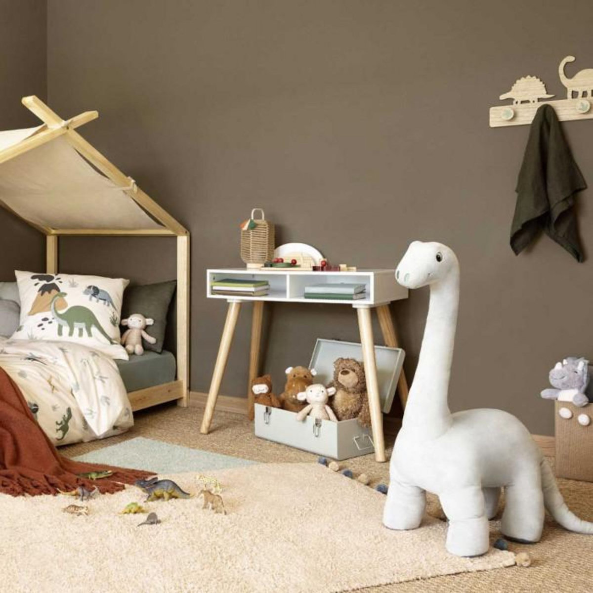 Atmosphera Kids Peluche Enfant XL  Dinosaure  90cm Bleu Clair