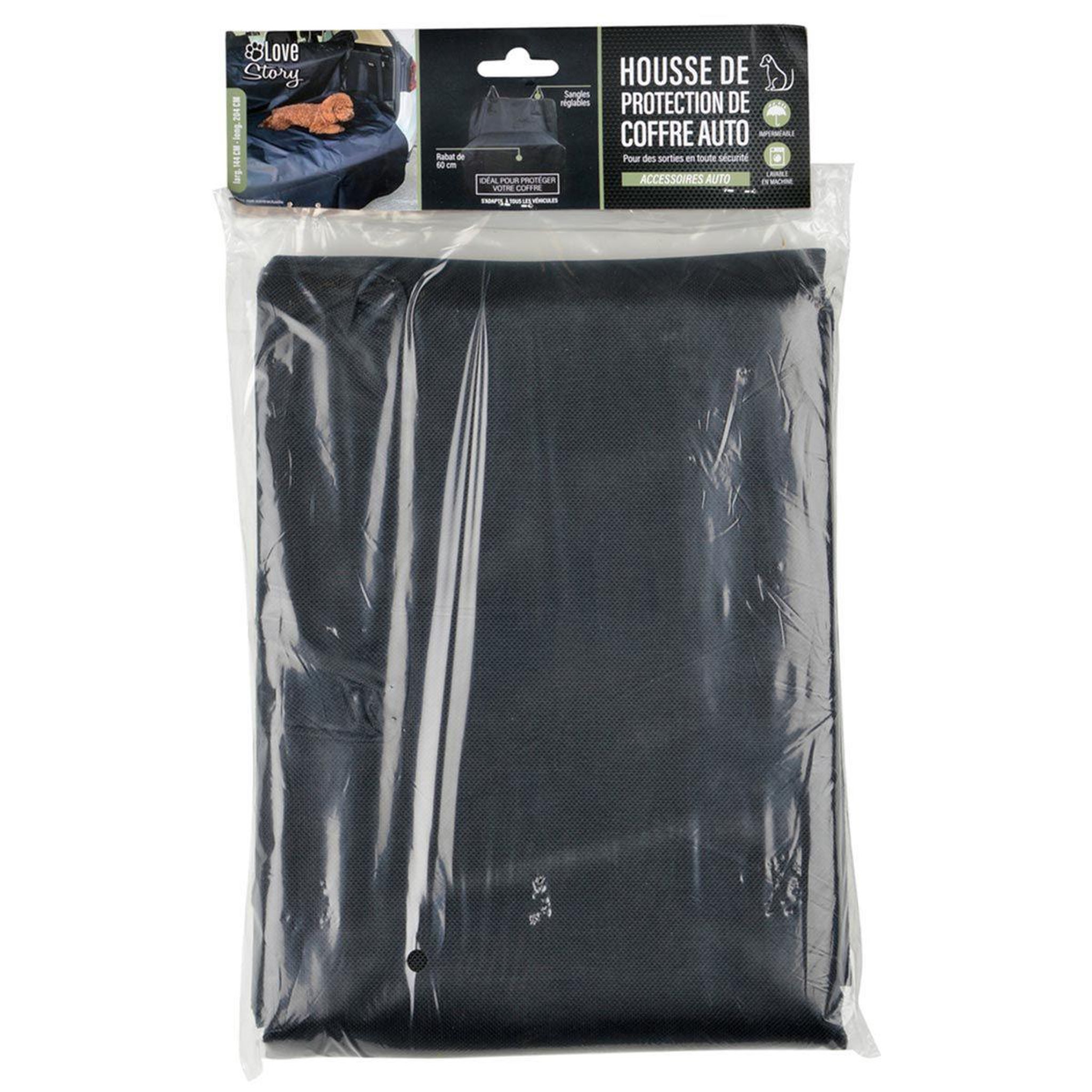 Voir la diapositive 3 : LOVE STORY Housse de protection pour chien  auto  204cm noir