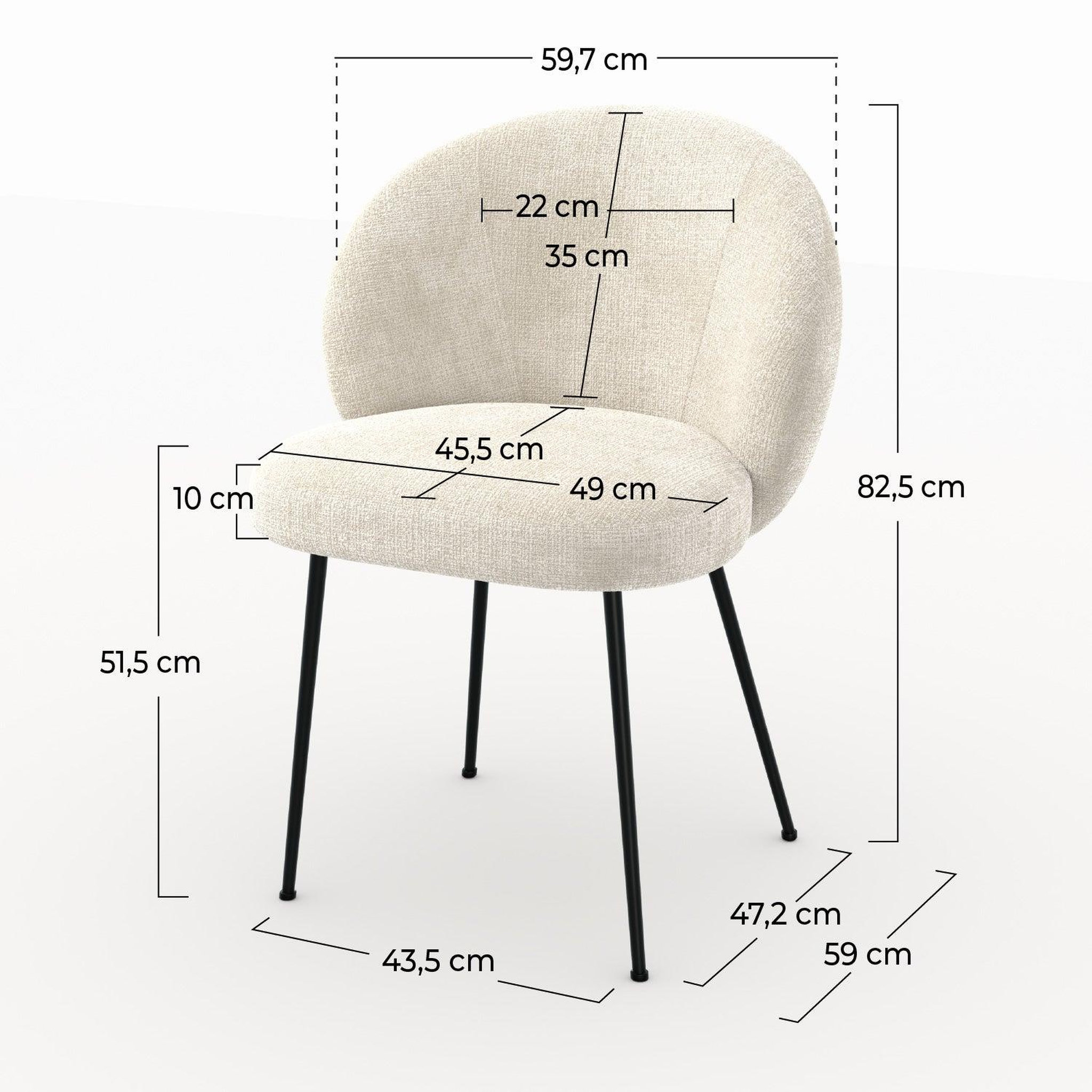 Voir la diapositive 4 : MAISON PAVANE Chaise en velours chenillé écru et métal noir-bloomy