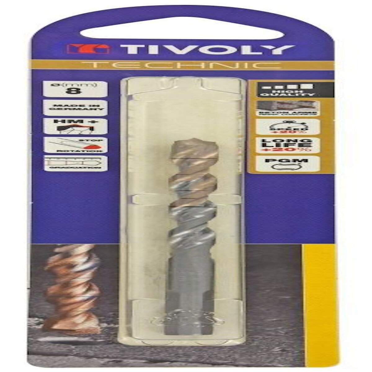 TIVOLY Foret à béton technic slr 8, diam. 8 x 22,5 cm