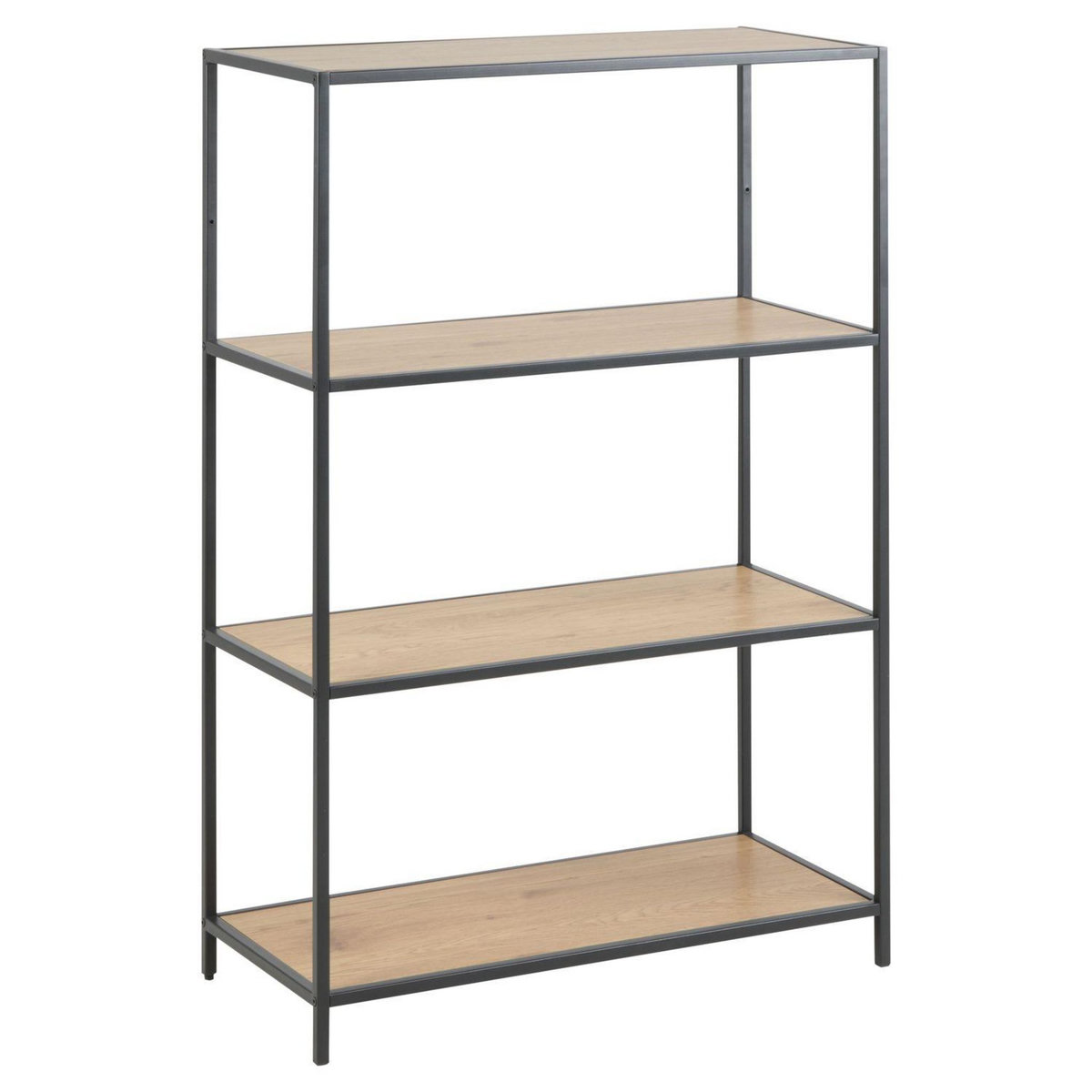 TOILINUX Bibliothèque 3 niveaux en MDF et métal - Noir et Beige