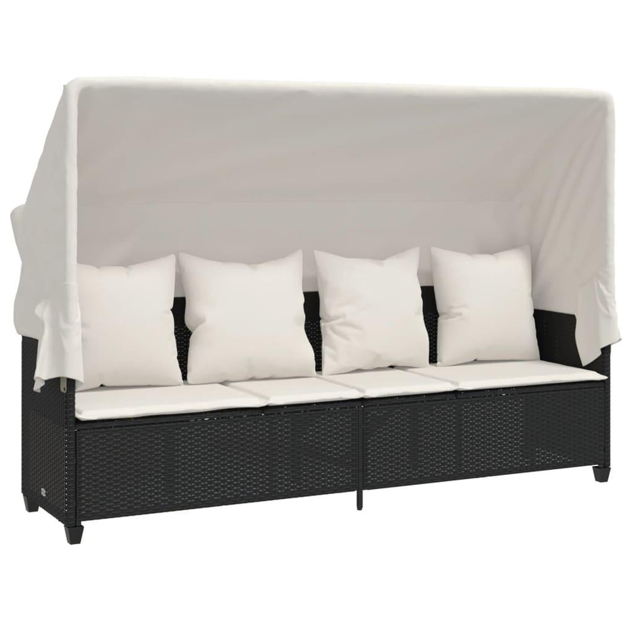 Voir la diapositive 2 : VIDAXL Chaise longue avec auvent et coussins noir resine tressee