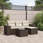 VIDAXL Salon de jardin avec coussins 5 pcs marron resine tressee