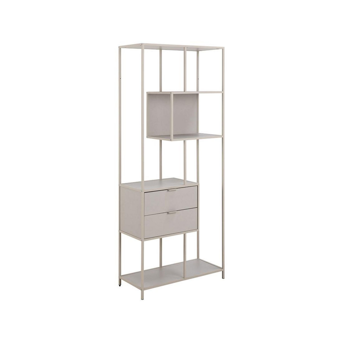 LISA DESIGN Anthea - étagère filaire métal avec plaquage en effet bois blanchi - avec tiroirs - 77 cm - gris