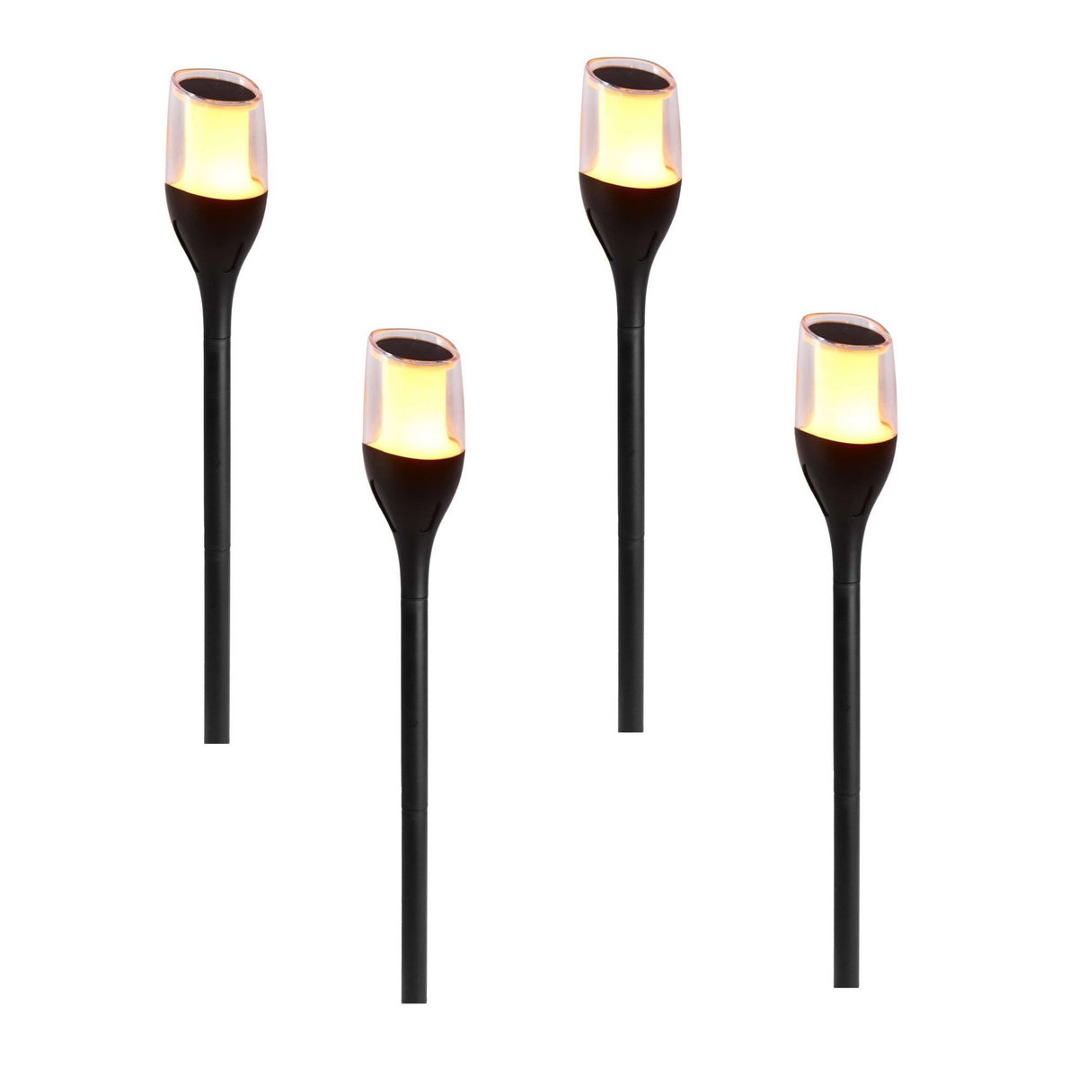 Lumisky Lot de 4 torches solaires FARELY Noir Plastique H80 cm