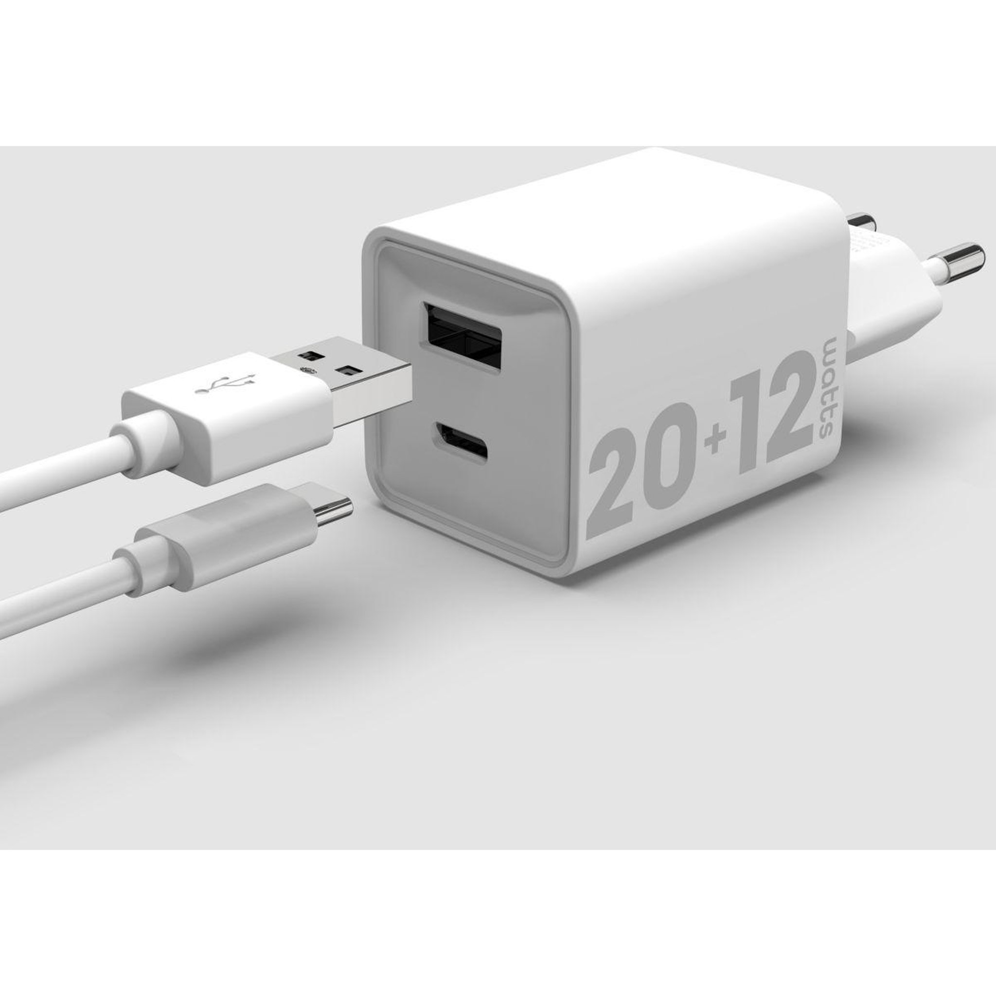 Voir la diapositive 2 : ESSENTIEL B Chargeur 32w charge rapide usb-a  / usb-c blanc