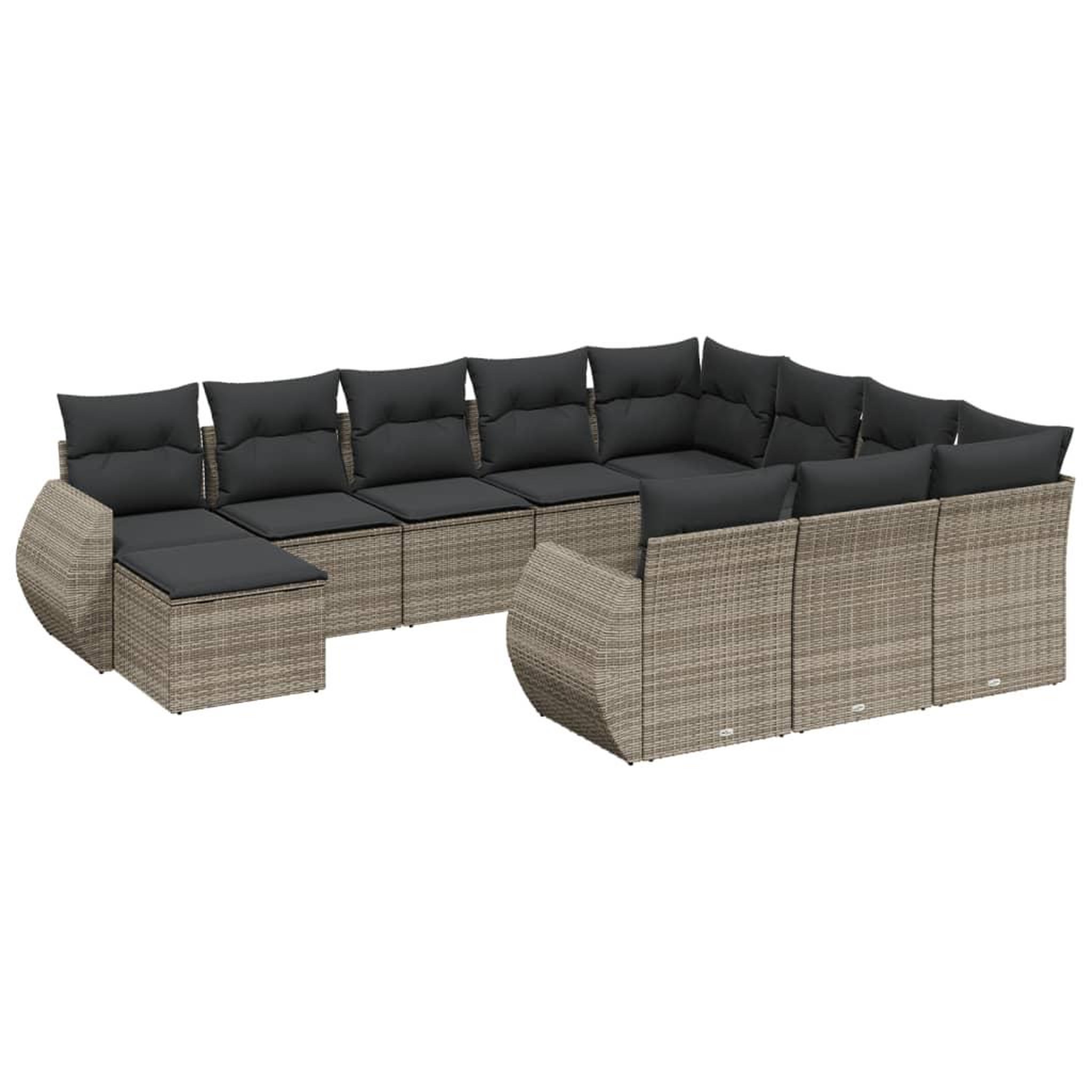 Voir la diapositive 2 : VIDAXL Salon de jardin 11 pcs avec coussins gris resine tressee