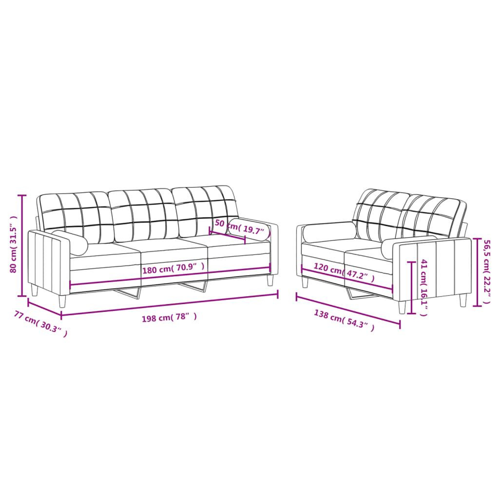 Voir la diapositive 6 : VIDAXL Ensemble de canapes 2 pcs coussins gris clair tissu