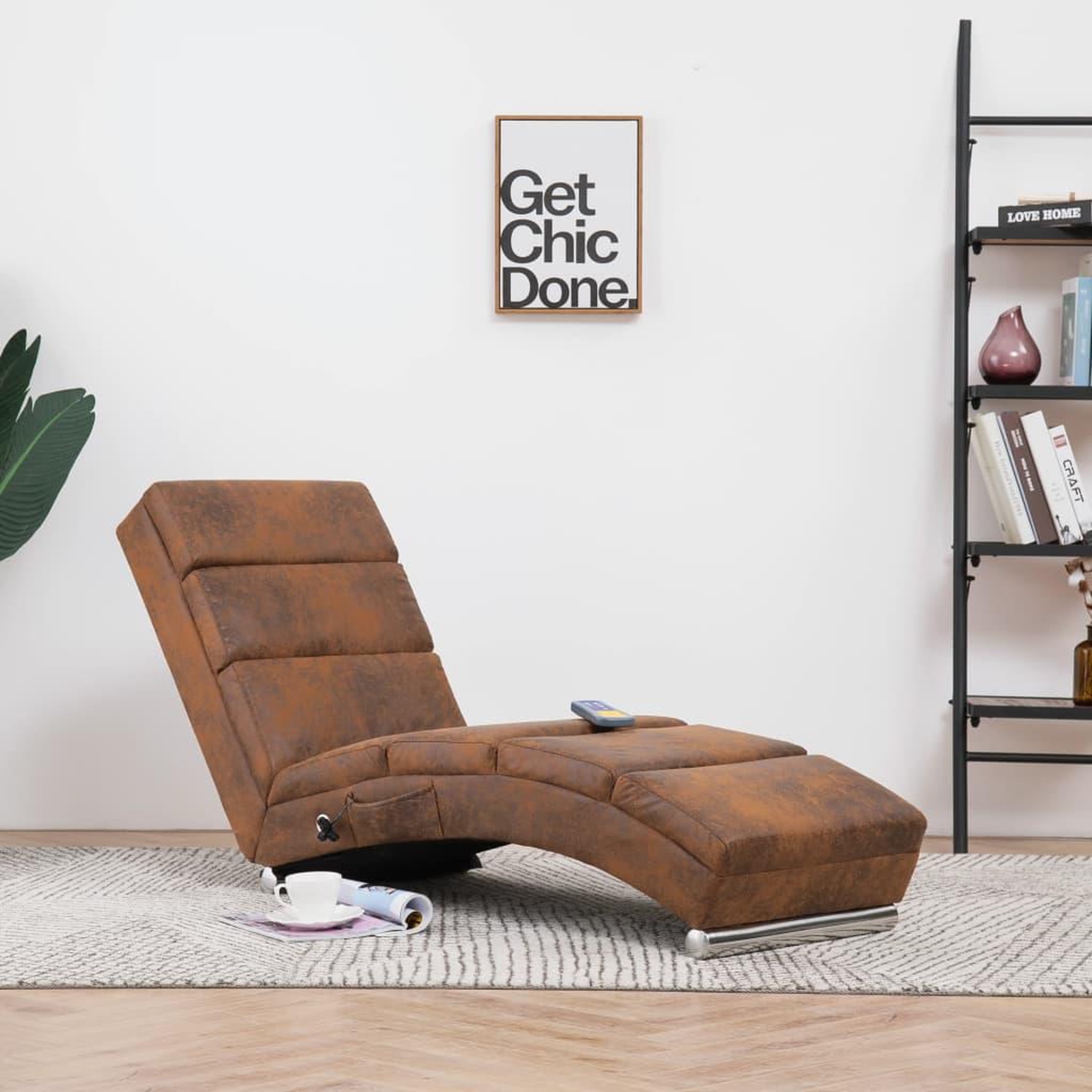 Voir la diapositive 1 : VIDAXL Chaise longue de massage Marron Similicuir daim