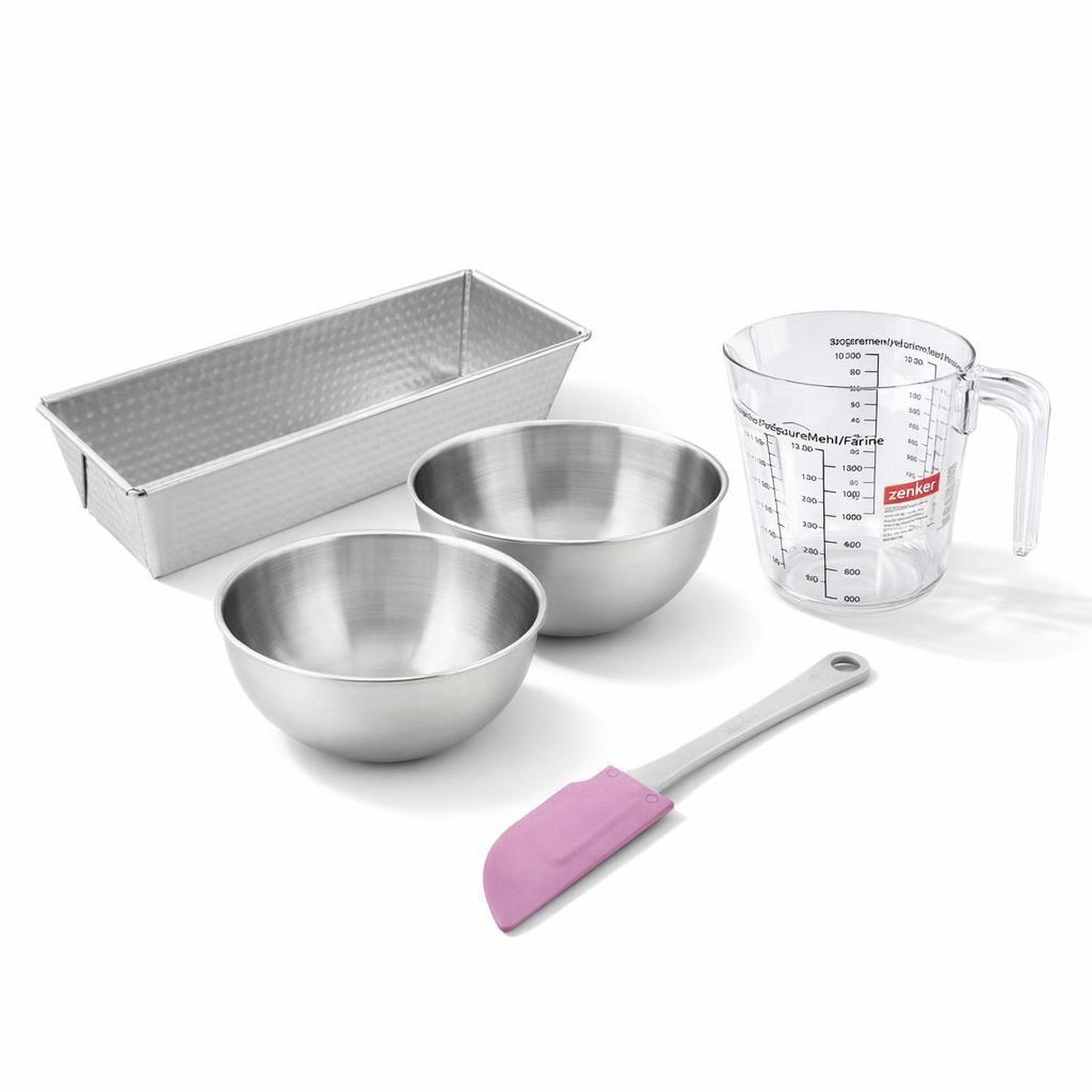 ZENKER Set de 5 ustensiles de pâtisserie moule à gâteaux bols spatule et verre doseur zenker silver