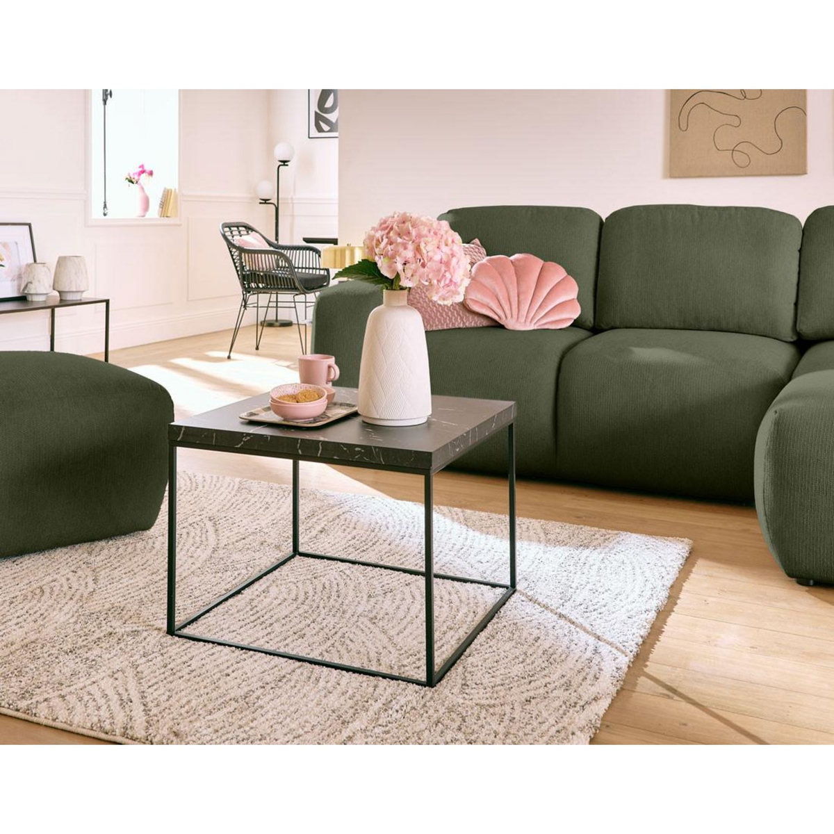 LISA DESIGN Sorrente - canapé d'angle réversible - convertible avec coffre - 4 places - en tissu texturé