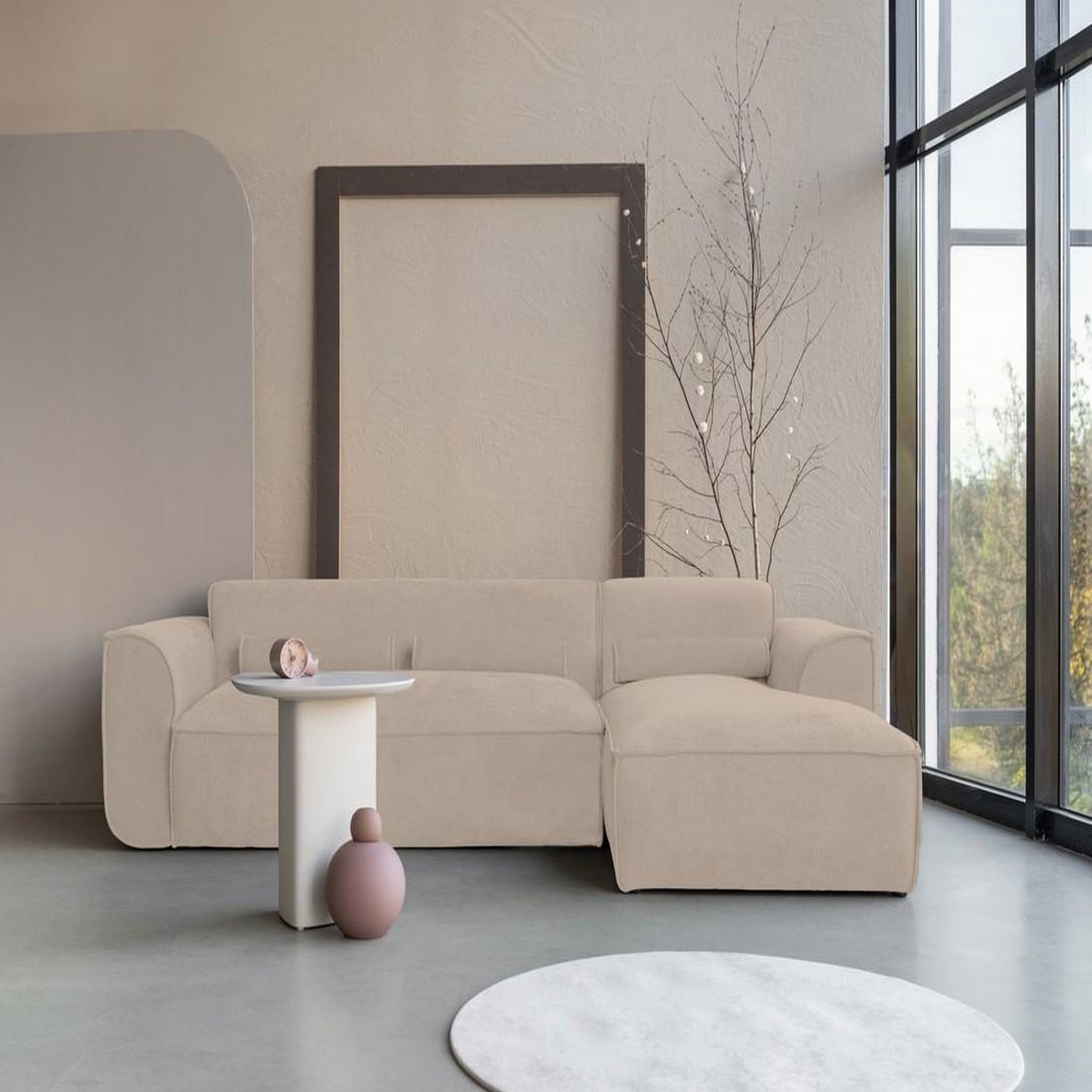 Voir la diapositive 3 : BEST MOBILIER Felix - canapé modulable d'angle droit 4 places en tissu texturé