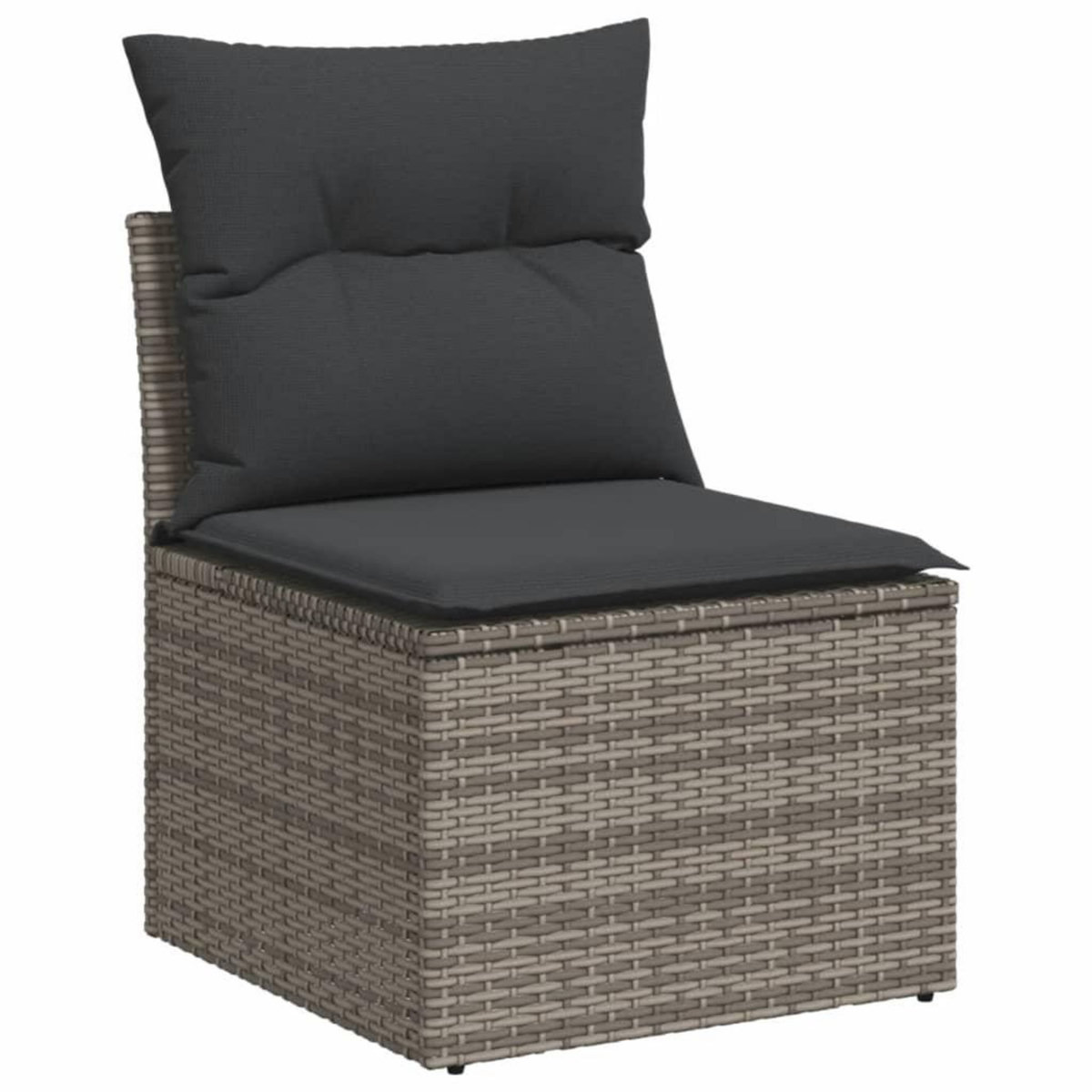VIDAXL Salon de jardin avec coussins 7 pcs gris resine tressee